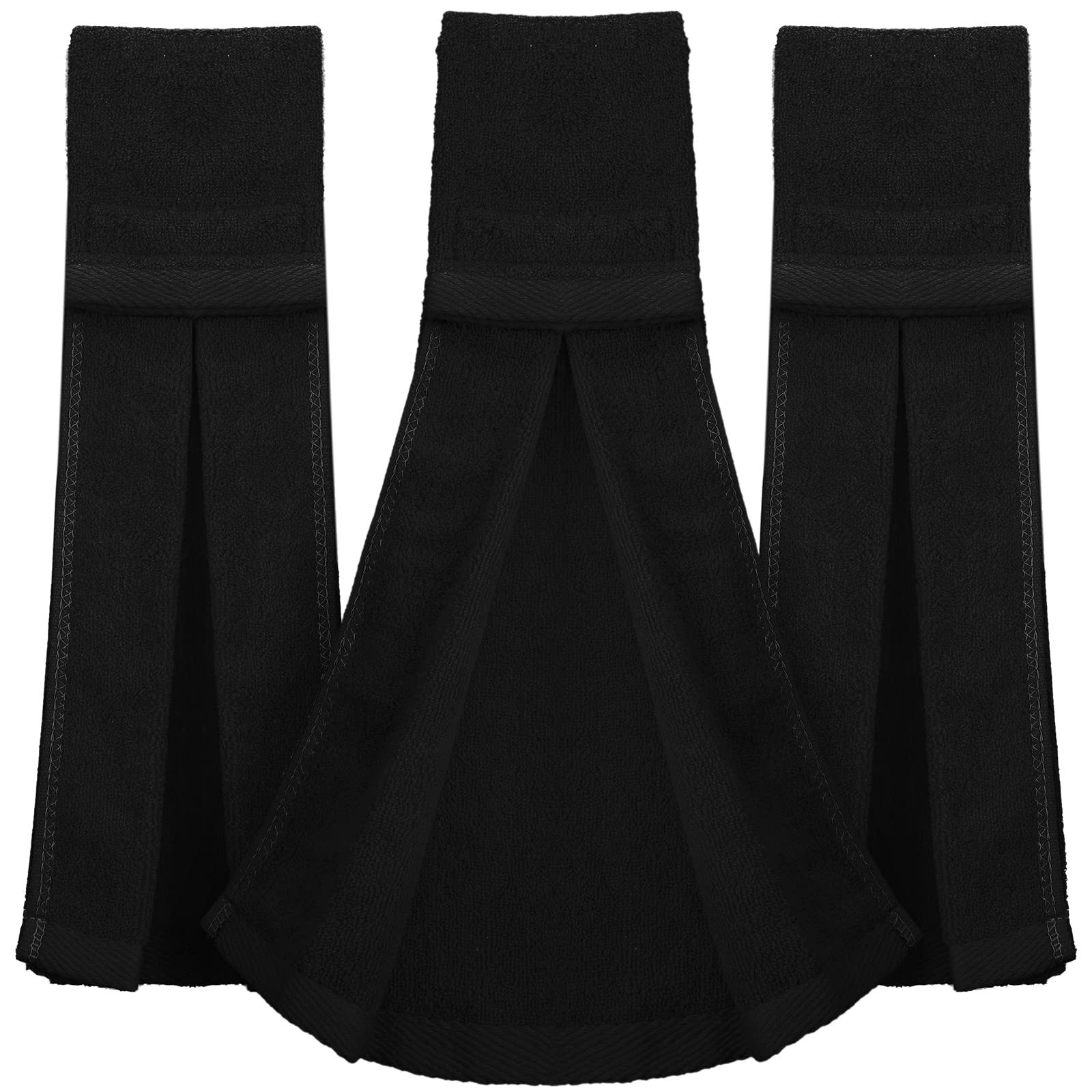 Moukeren 3 Pcs Black Football Field Towel Quarterback Accessories Cotton Sports Sweat Towel with Hook and Loop Fastener for Foot