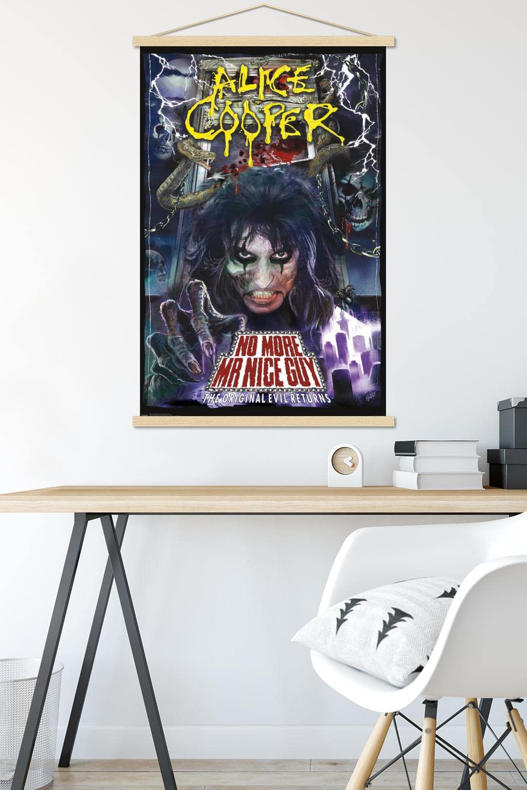 Trends International Alice Cooper - No More Mr. Nice Guy Wall Poster, 22.375'' X 34'', Premium Print And Beechwood Hanger Bundle