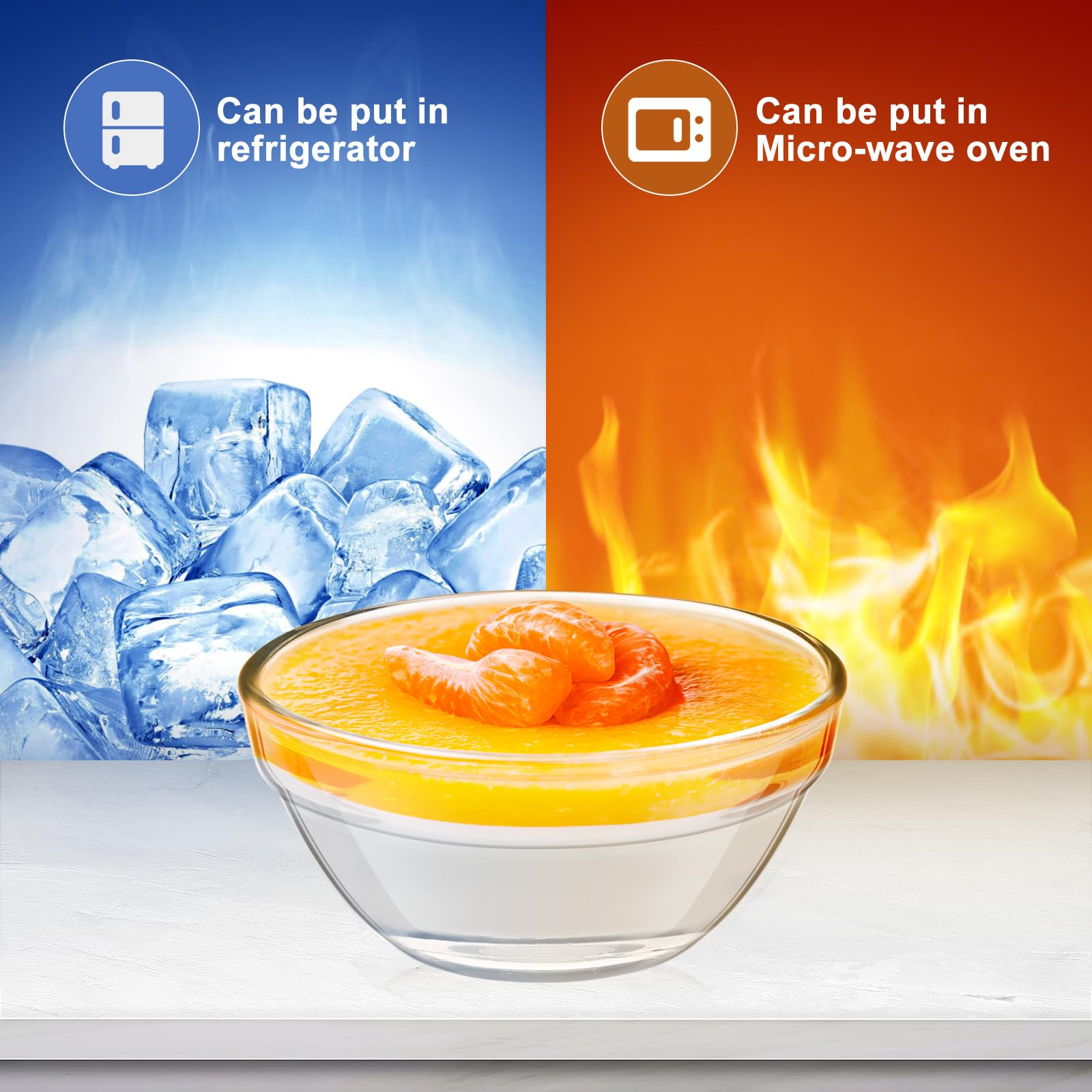 Small Pyrex Prep Mixing Bowls: 2.3X1.1Inch Mini Prep Bowls Stackable Glass Serving Bowls For Kitchen Prep - Dessert - Dips - Sal