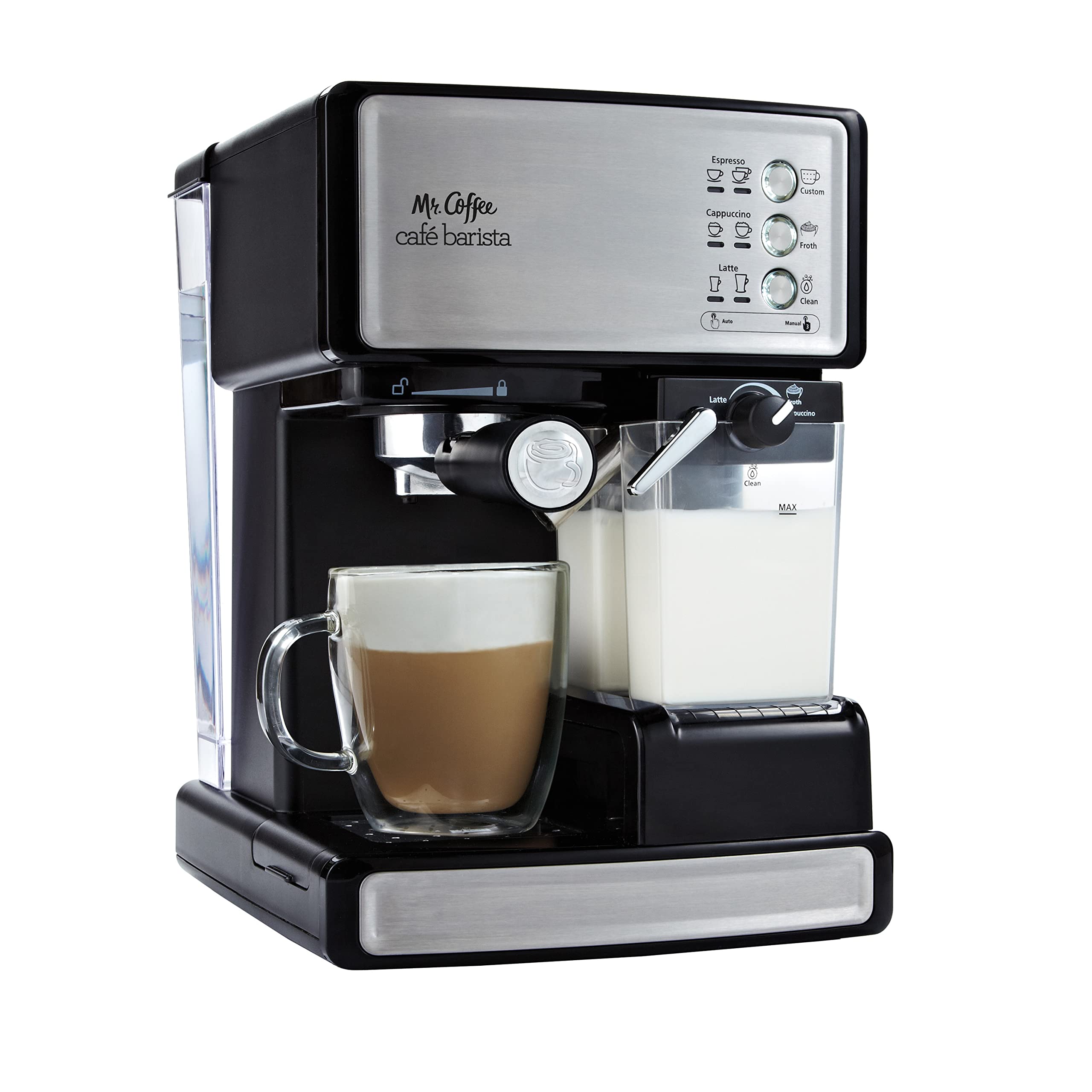 Mr. Coffee Espresso And Cappuccino Machine, Stainless Steel, Programmable Coffee Maker With Automatic Milk Frother, 15-Bar Pump,