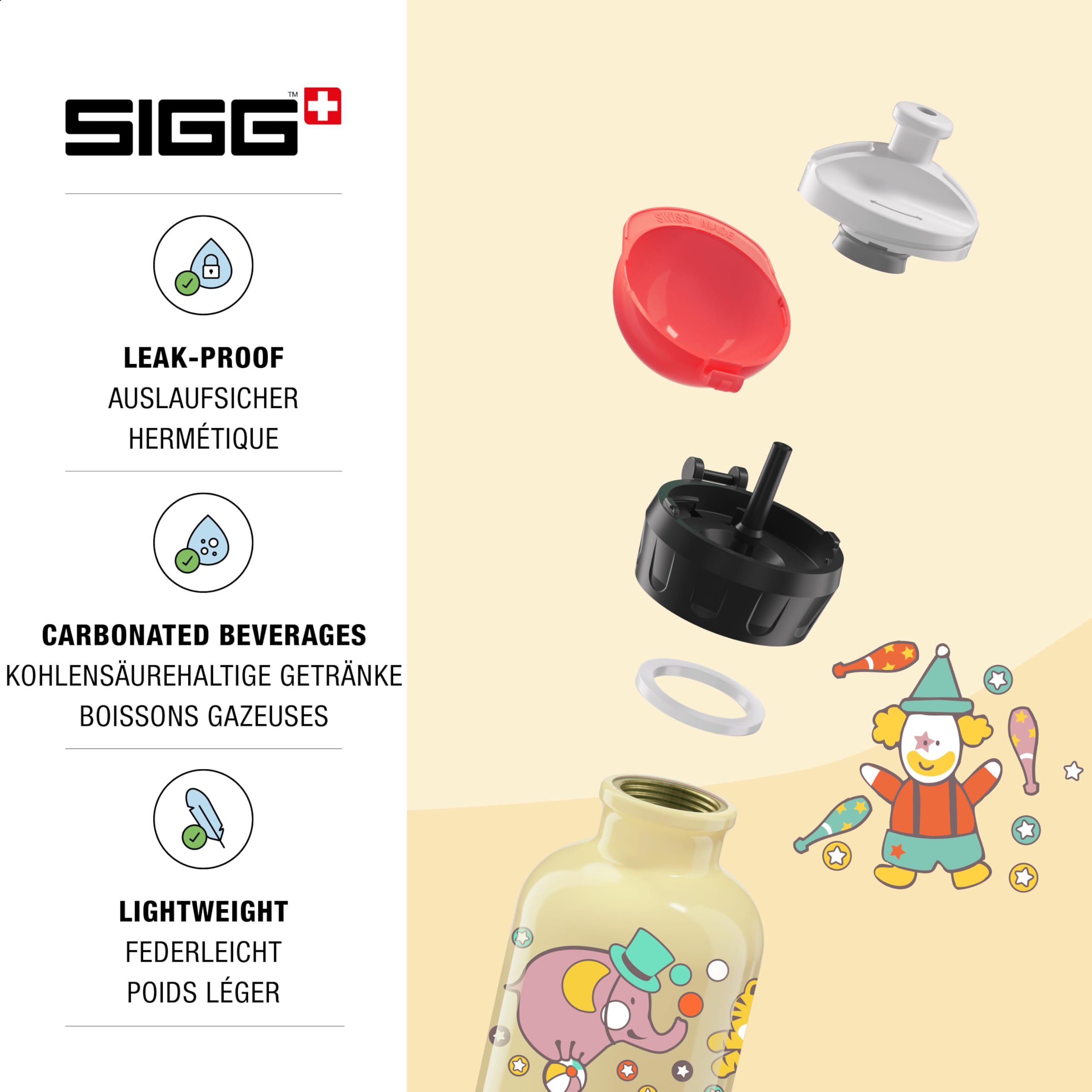 SIGG - Kids Water Bottle - Fantoni - Leakproof - Lightweight - BPA Free - Aluminum - 10 Oz