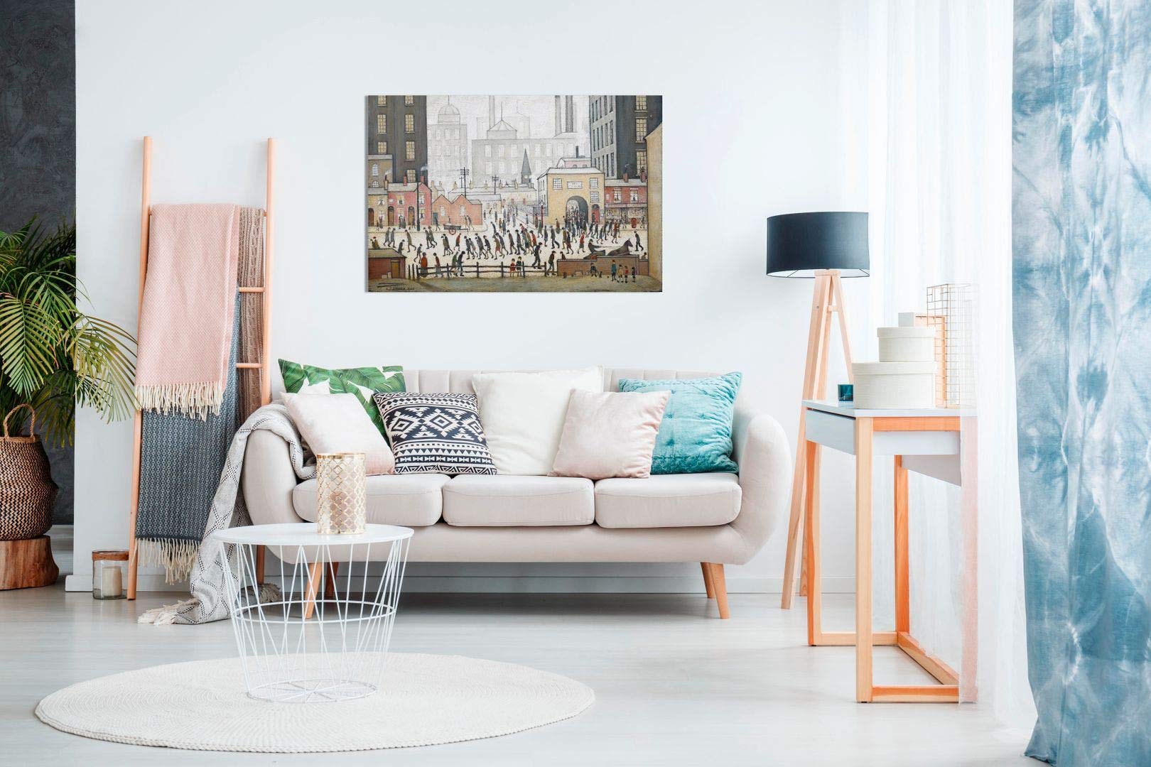 L.S Lowry Coming From The Mill Painting Canvas Print Wall Art Picture Home Decor (36X24In)