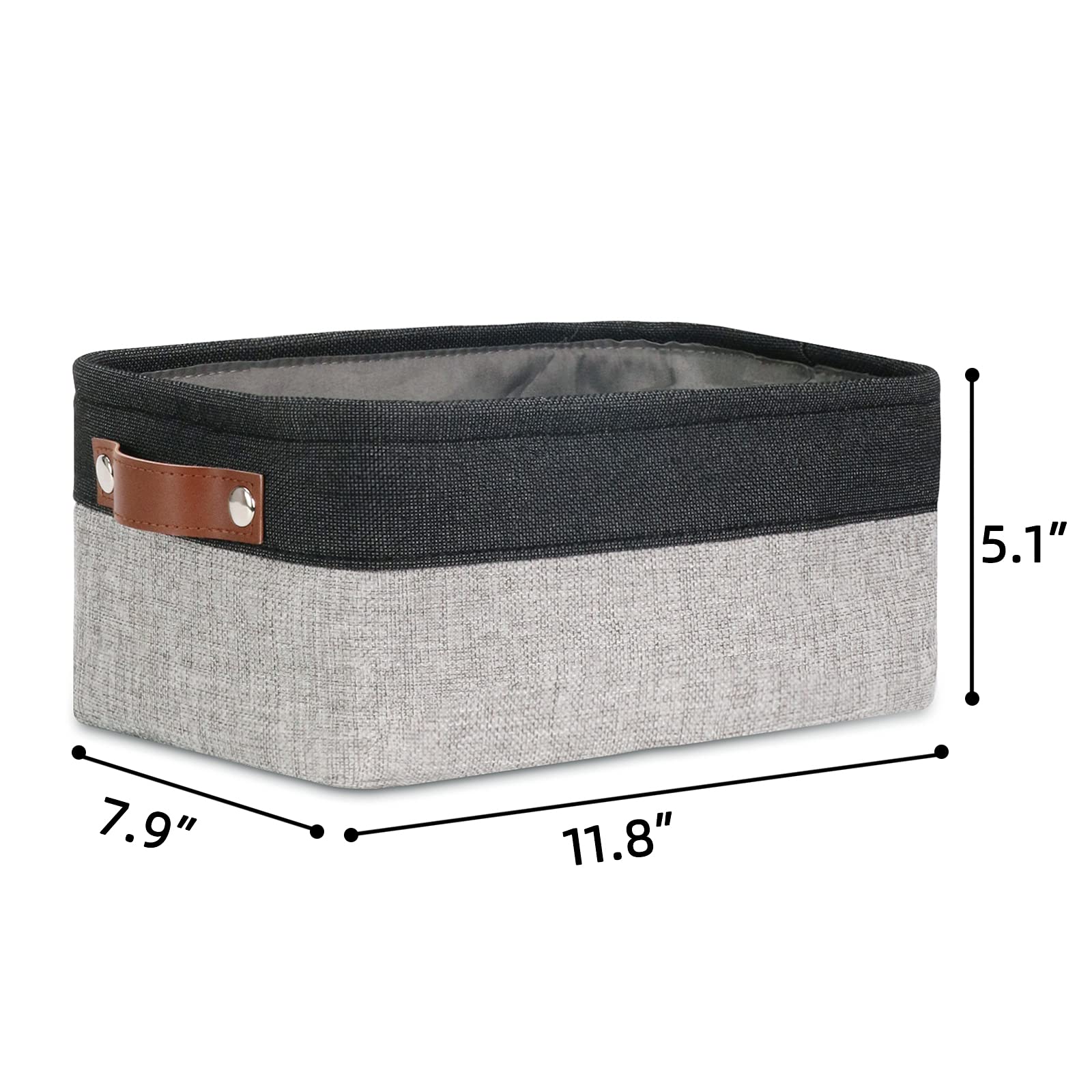 DULLEMELO Small Storage Basket for Organizing  Collapsible Fabric Basket for Shelves  Closets  Laundry  Nursery  Decorative Basket for Gifts Empty (Black&Gray)