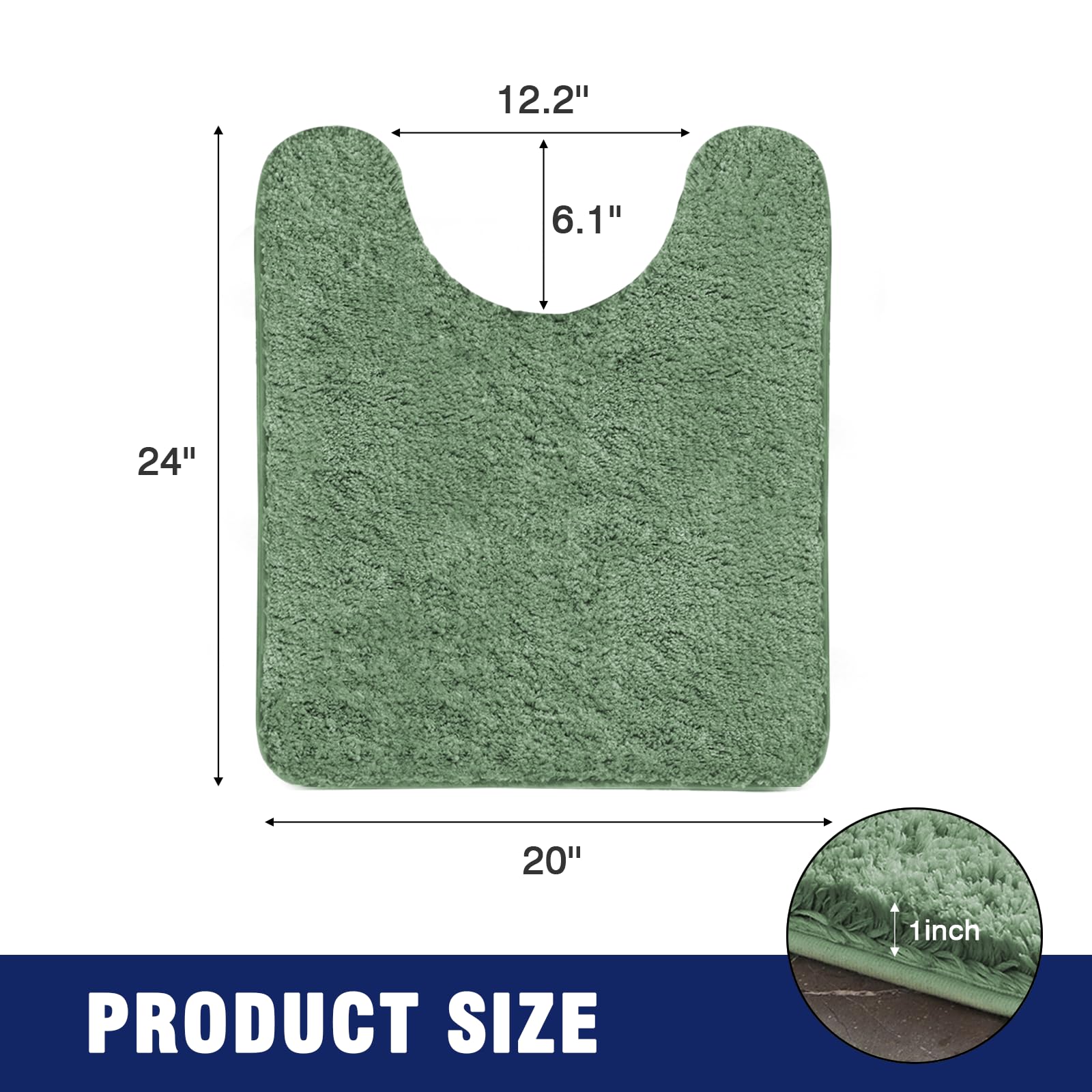 Techmilly U Shaped Super Soft Shaggy Bathroom Rugs, Absorbent Thick Non Slip Microfiber Toilet Rugs, Quick Dry Machine Washable