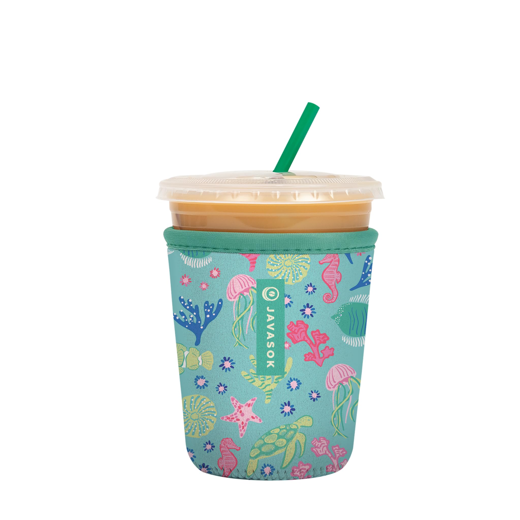 Sok It JavaSok Iced Coffee & Cold Soda Insulated Neoprene Cup Sleeve (Under the Sea, Small: 16-20oz)