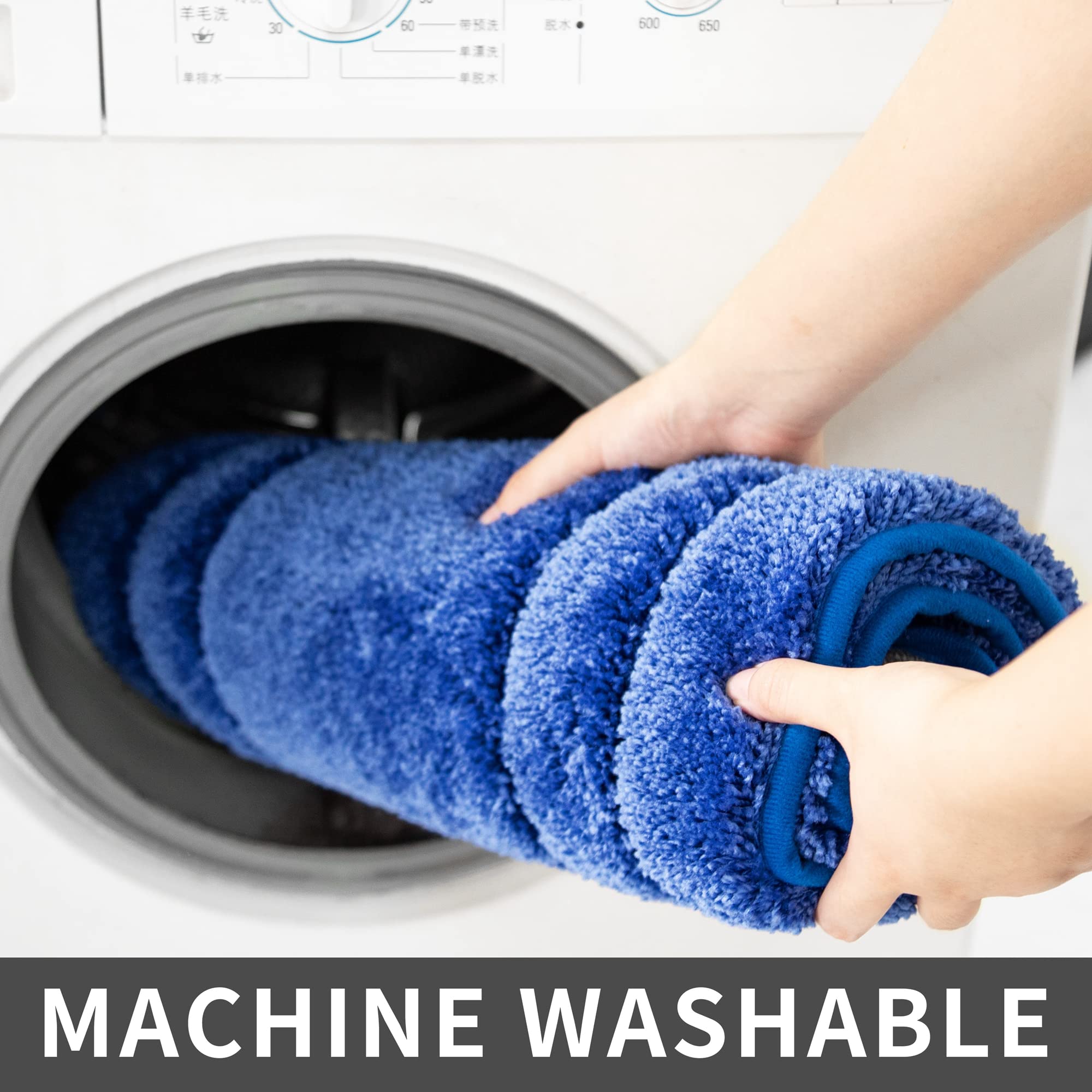 COSY HOMEER Extra Thick Bath Rugs for Bathroom - Anti-Slip Bath Linen Sets Mats Soft Plush 100% Strong Polyester Mat Living Room Bedroom Floor Water Absorbent(Blue 17x27 - Inches)