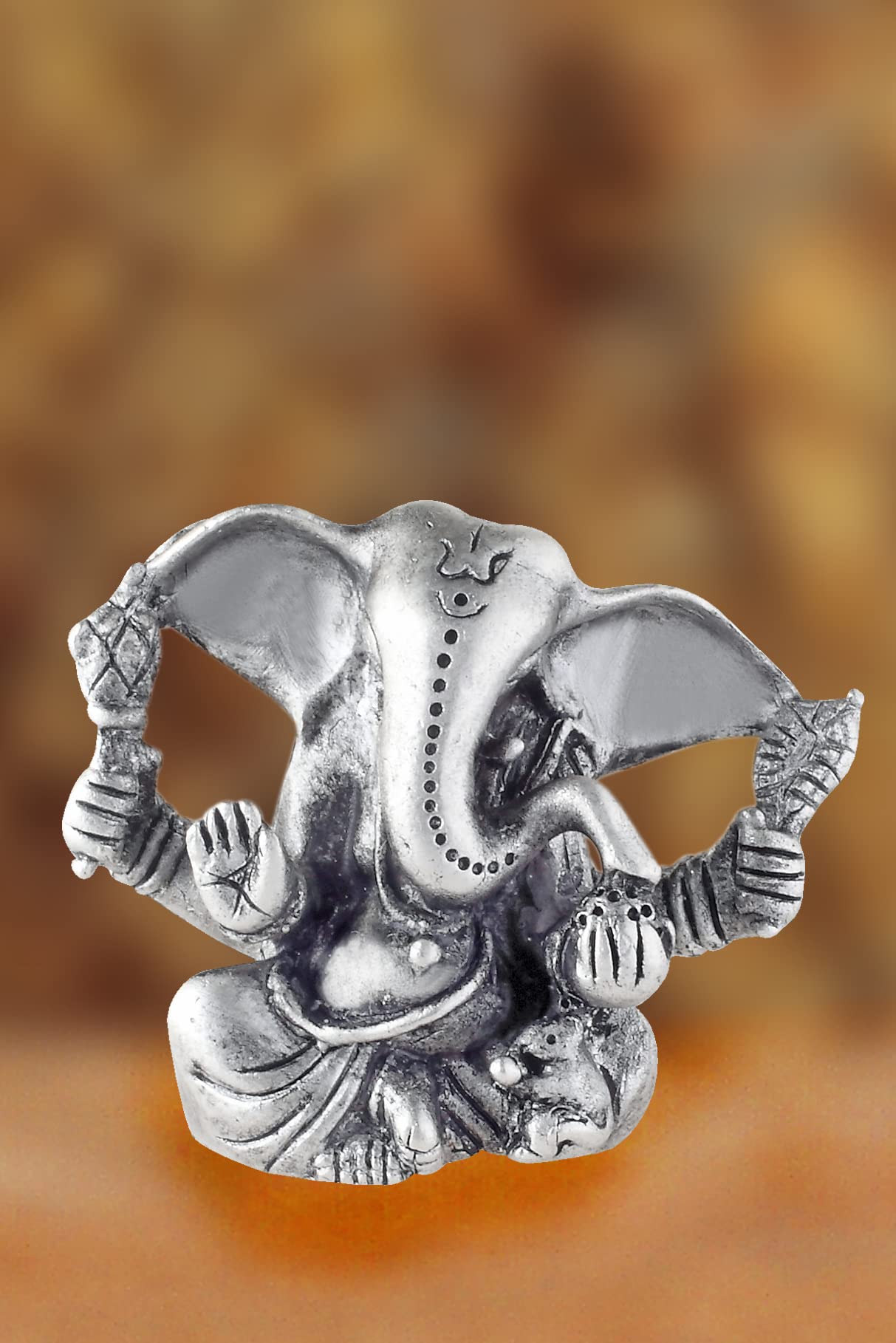 Prd Caratcafe Silver Ganesha Murti For Car Dashboard, Home & Office Use Made In Pure 925 Solid Chandi Metal Idol Of Ganesh Ji Wi