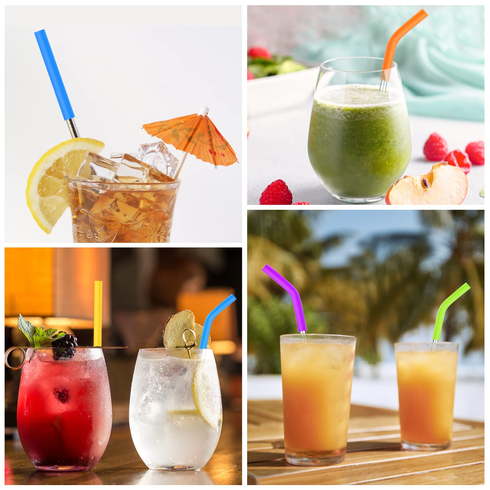 12Pcs Silicone Straw Tips- Food Grade Rubber Metal Straws Tips Covers Only Fit For 1/3 Inch Wide(8Mm Outdiameter) Stainless Stee