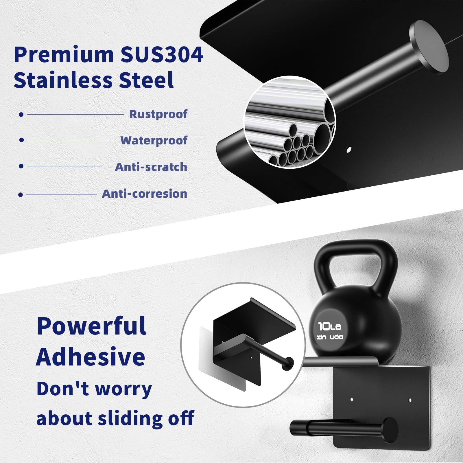 Glnlq Toilet Paper Holder Wall Mount, Fits Mega Rolls Size Matte Black Toilet Paper Holder With Shelf, Rustproof Stainless Steel