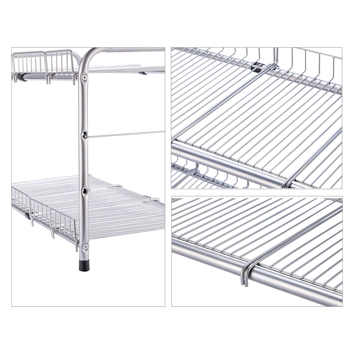 Flagship 2 Tier Under Sink Organizers And Storage Rack Expandable Cabinet Shelf Rack For Kitchen Bathroom Silver (16-25 Inches)