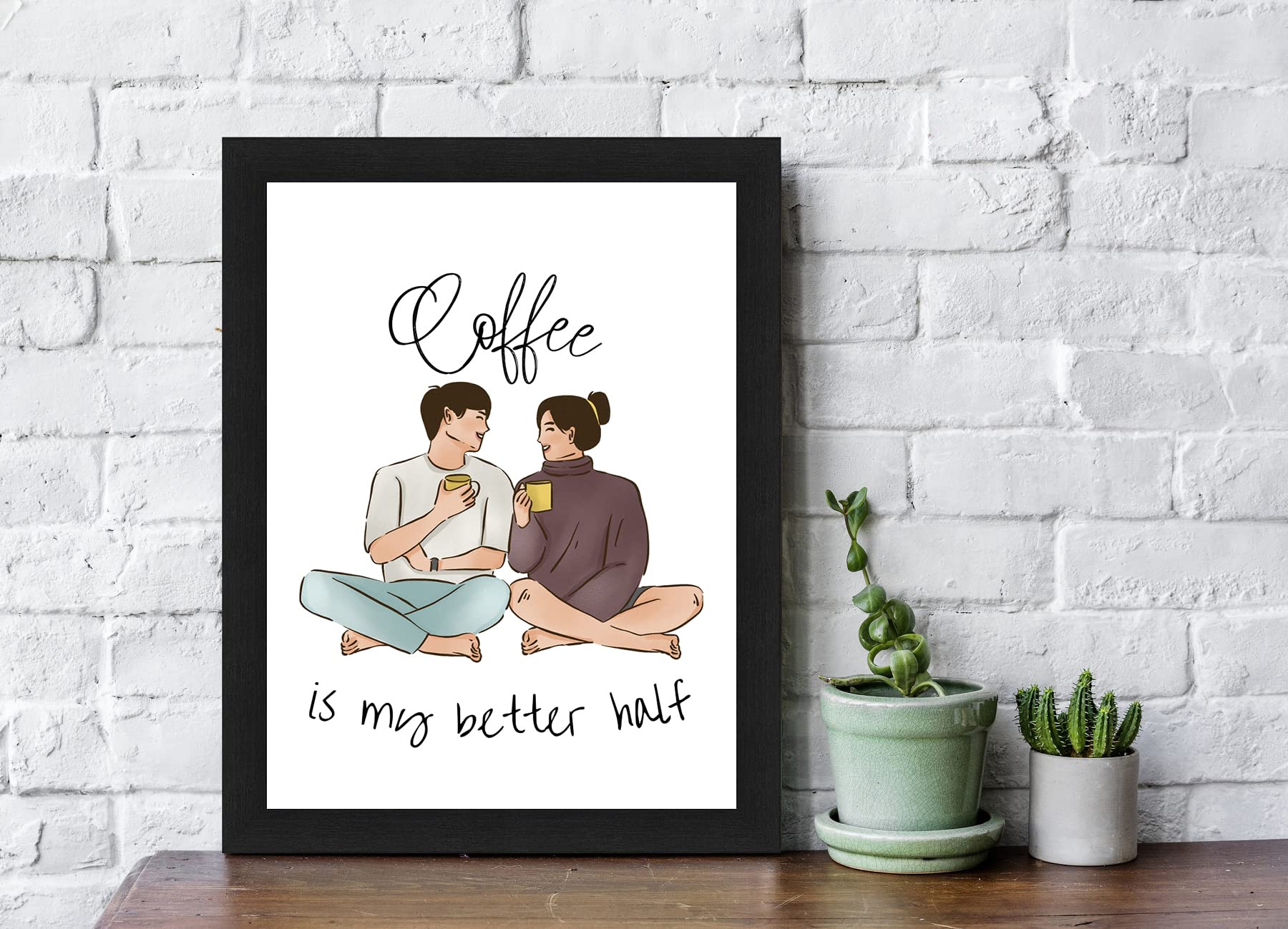 Interio Crafts Coffee Quotes Wall Frames, Coffee Quotes Poster For Dinning, Kitchen, Cafe, Restaurant Wall Decoration, Synthetic