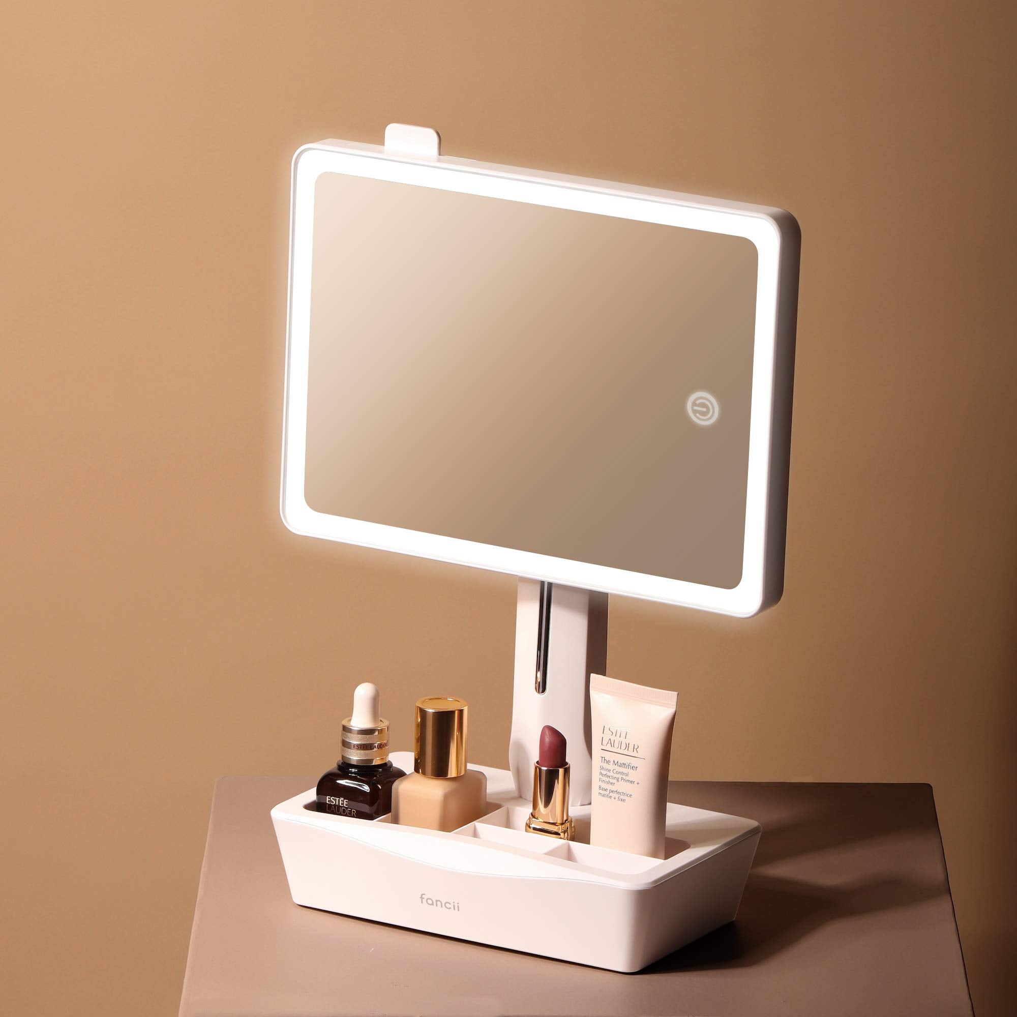 Fancii Led Lighted Large Vanity Makeup Mirror With 10X Magnifying Mirror - Dimmable Natural Light, Touch Screen, Dual Power, Adj