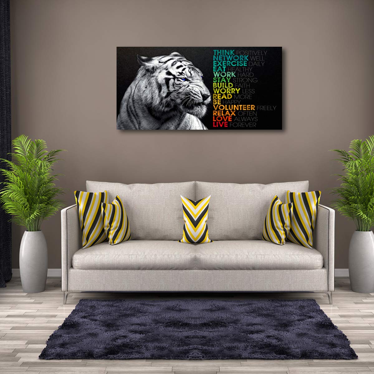Animal Tiger Canvas Wall Art Motivational Quotes Motto Inspirational Picture Canvas Prints with Frame  Wall Art Decorative
