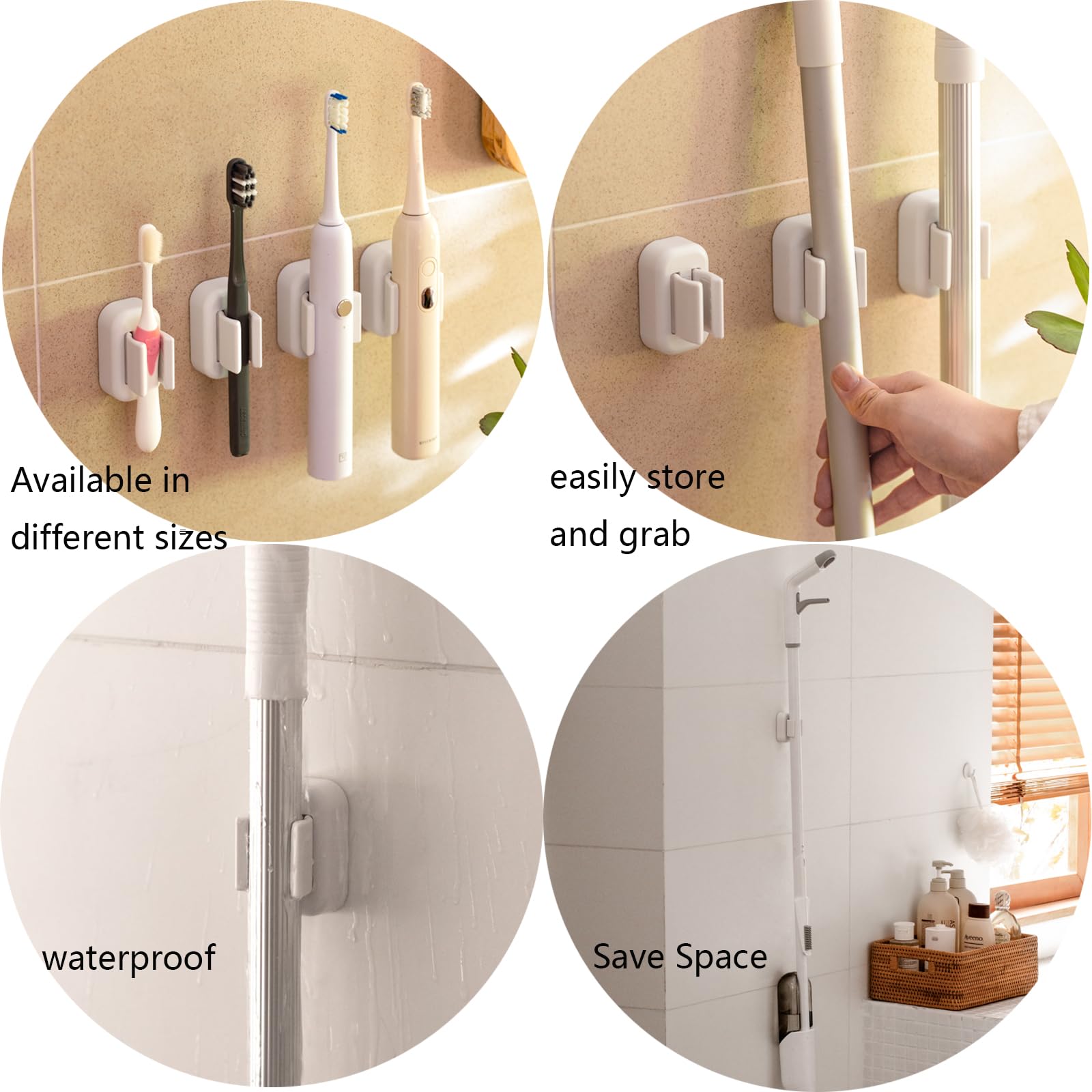 Cadbibe 4Pcs Toothbrush Holder Wall Mounted, Self Adhesive Electric Toothbrush Organizer For Bathroom, Waterproof Multi-Function