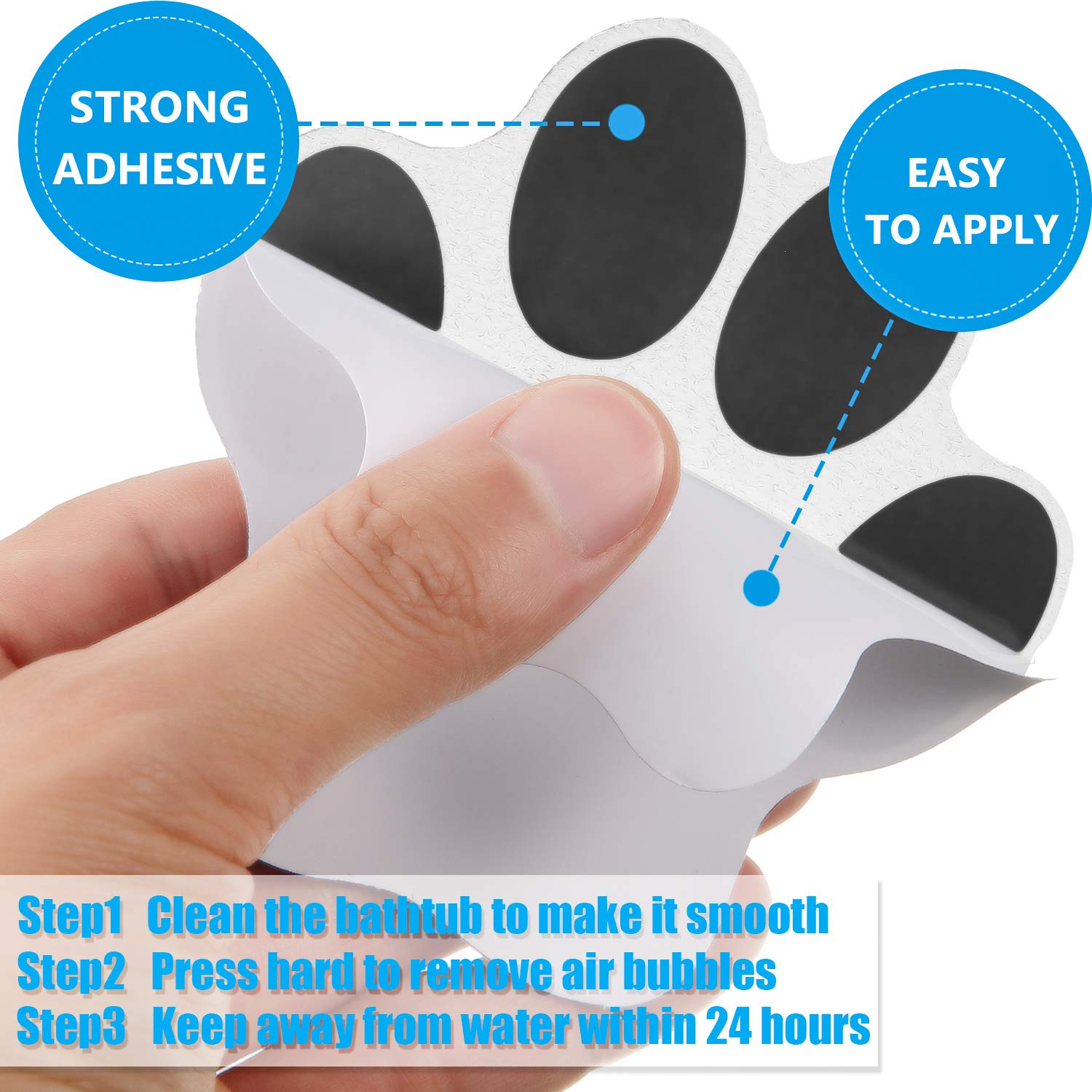 Mudder 20 Pcs Non Slip Bathtub Stickers Shower Floor Non Slip Sticker Adhesive Paw Decals Treads Non Slip Stickers For Tubs Anti