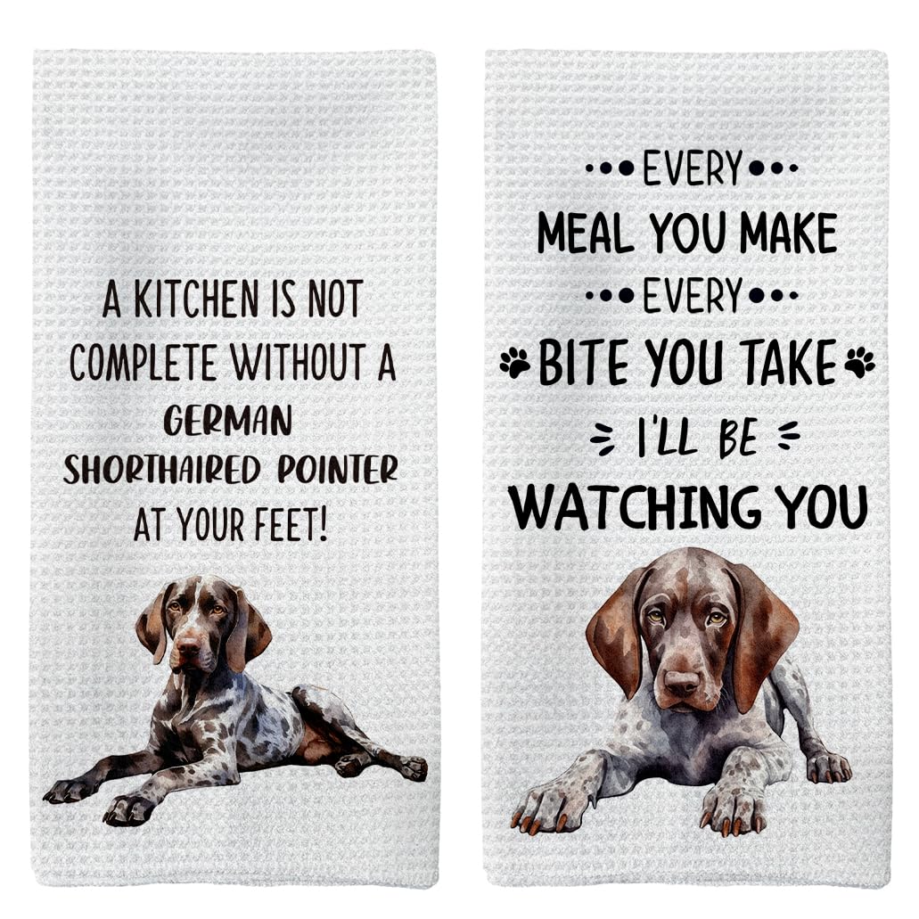Tzhim German Shorthaired Pointer Kitchen Towels Set Of 2, German Shorthaired Pointer Gifts Dishcloths Tea Towels Dish Towels, Do