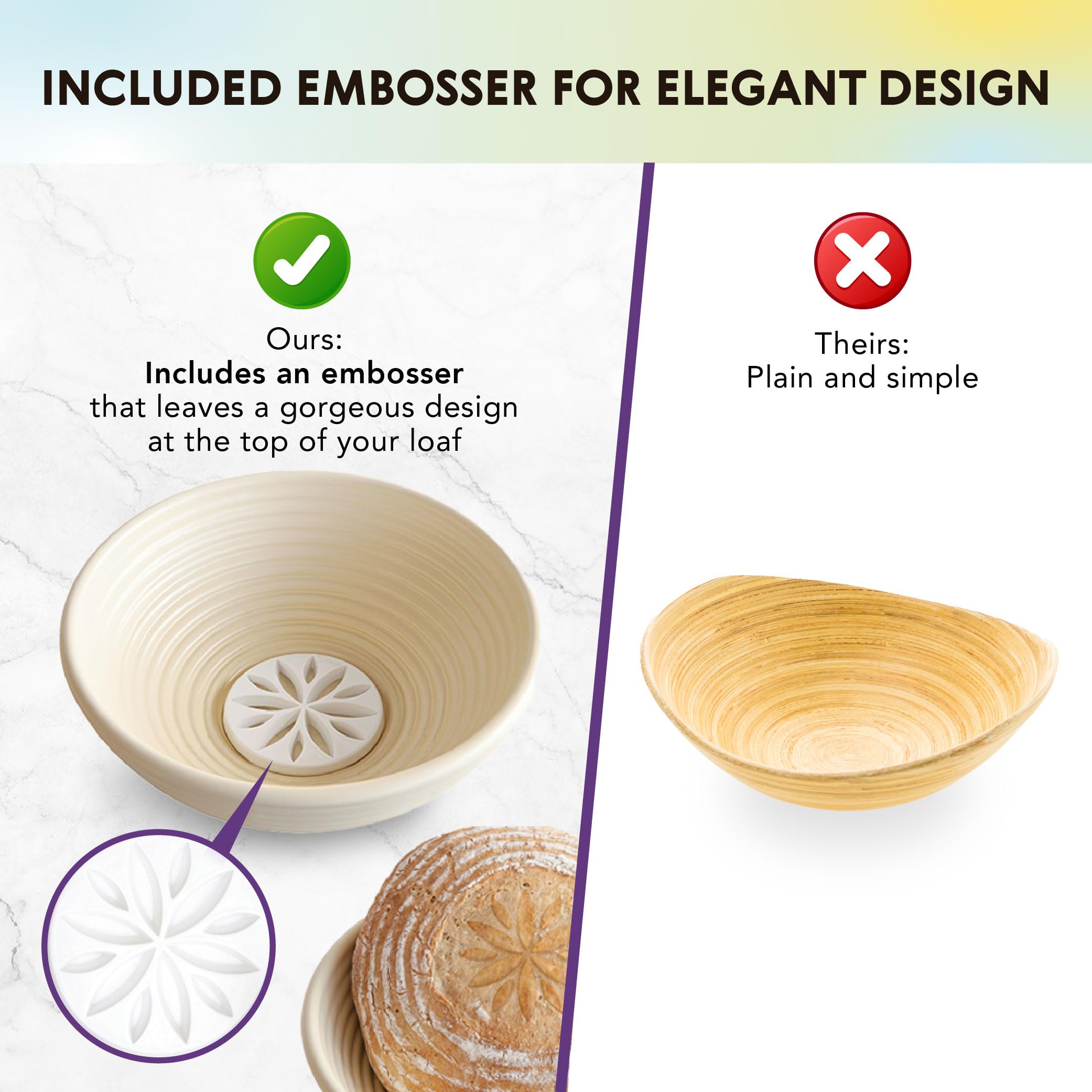 Talisman Designs Decorating Embosser | 9-Inch Warmer Basket | Dough Proofing, Box Bowls | Create, Perfect Crust & Shaped Bread L