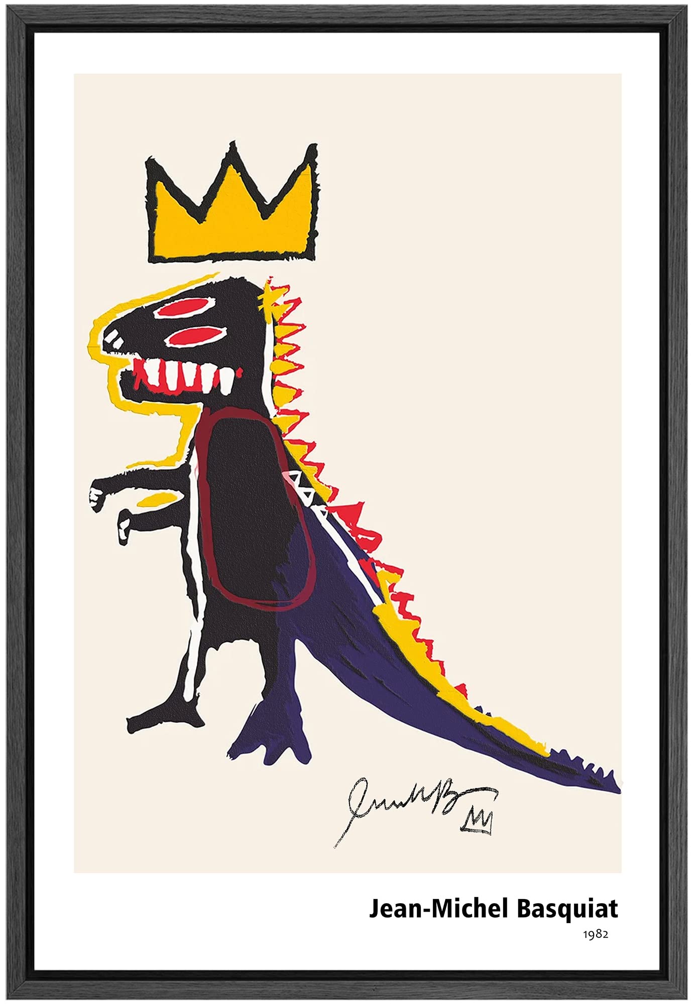 Signleader Framed Canvas Print Wall Art Dinosaur King Animals Fantasy Illustrations Fine Art Rustic Scenic Colorful For Living R