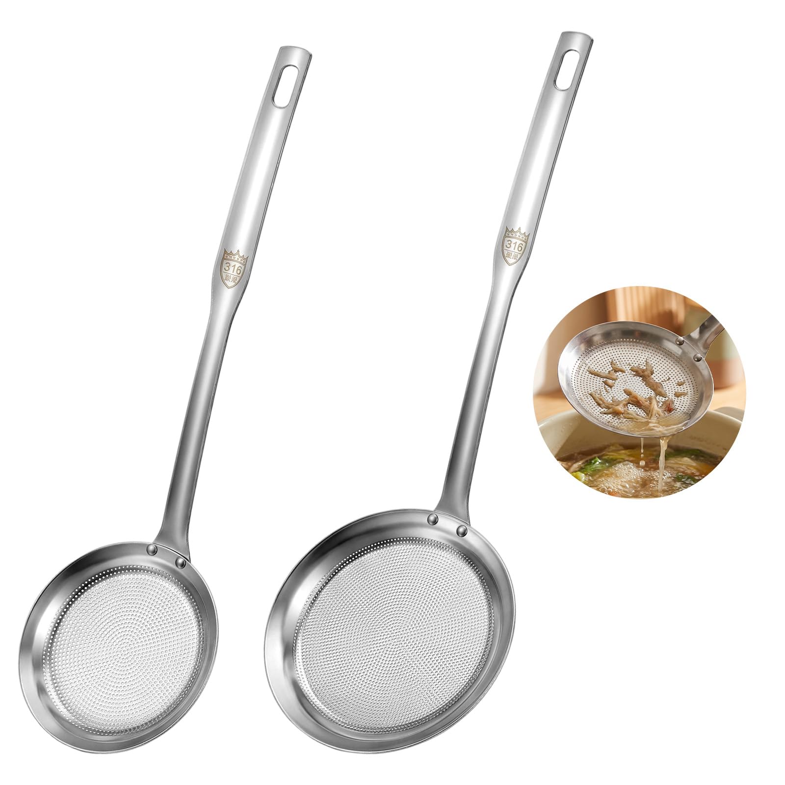IANFAN 2Pcs Strainers Fine Mesh, Stainless Steel Mesh Strainer with Handle