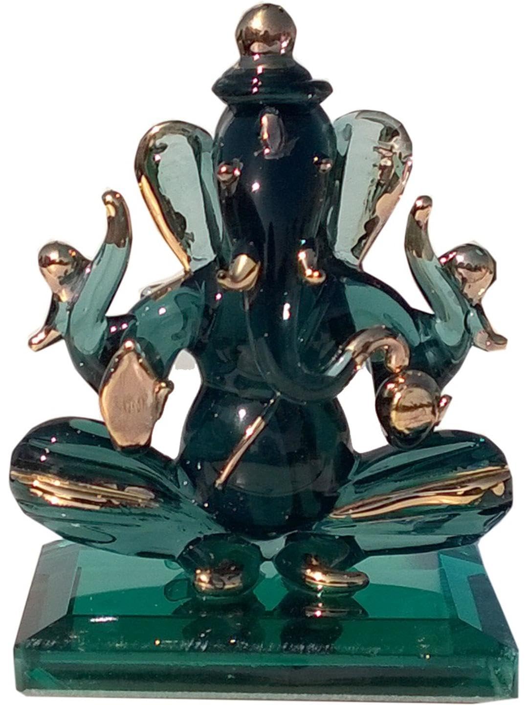 Somil God Ganesh Attractive Both Side Blessing Statue (Murti) Idol Shopiece Handmade of Crystal Glass for Worship, Decoration, C