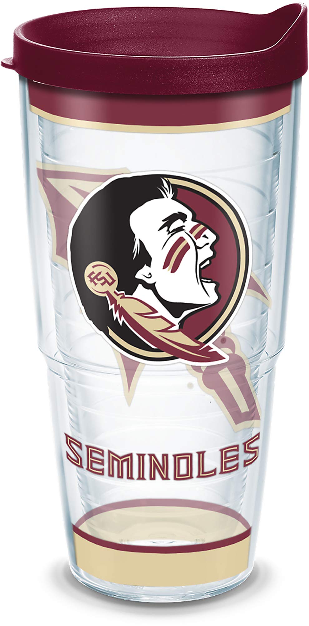 Tervis Made in USA Double Walled Florida State University FSU Seminoles Insulated Tumbler Cup Keeps Drinks Cold & Hot, 24oz, Tra