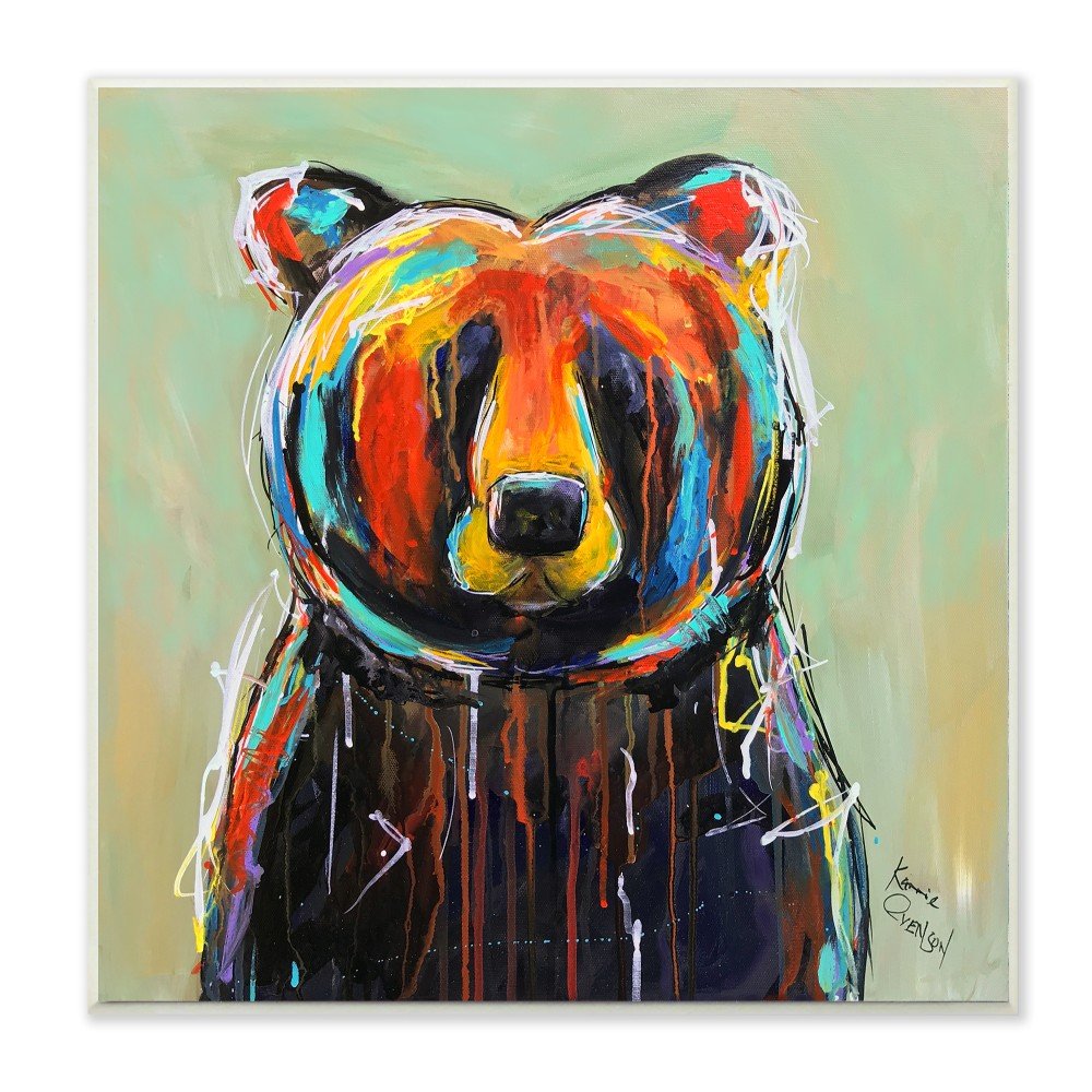 Stupell Industries Abstract Painted Black Bear Wall Plaque, 12 X 12, Multi-Color
