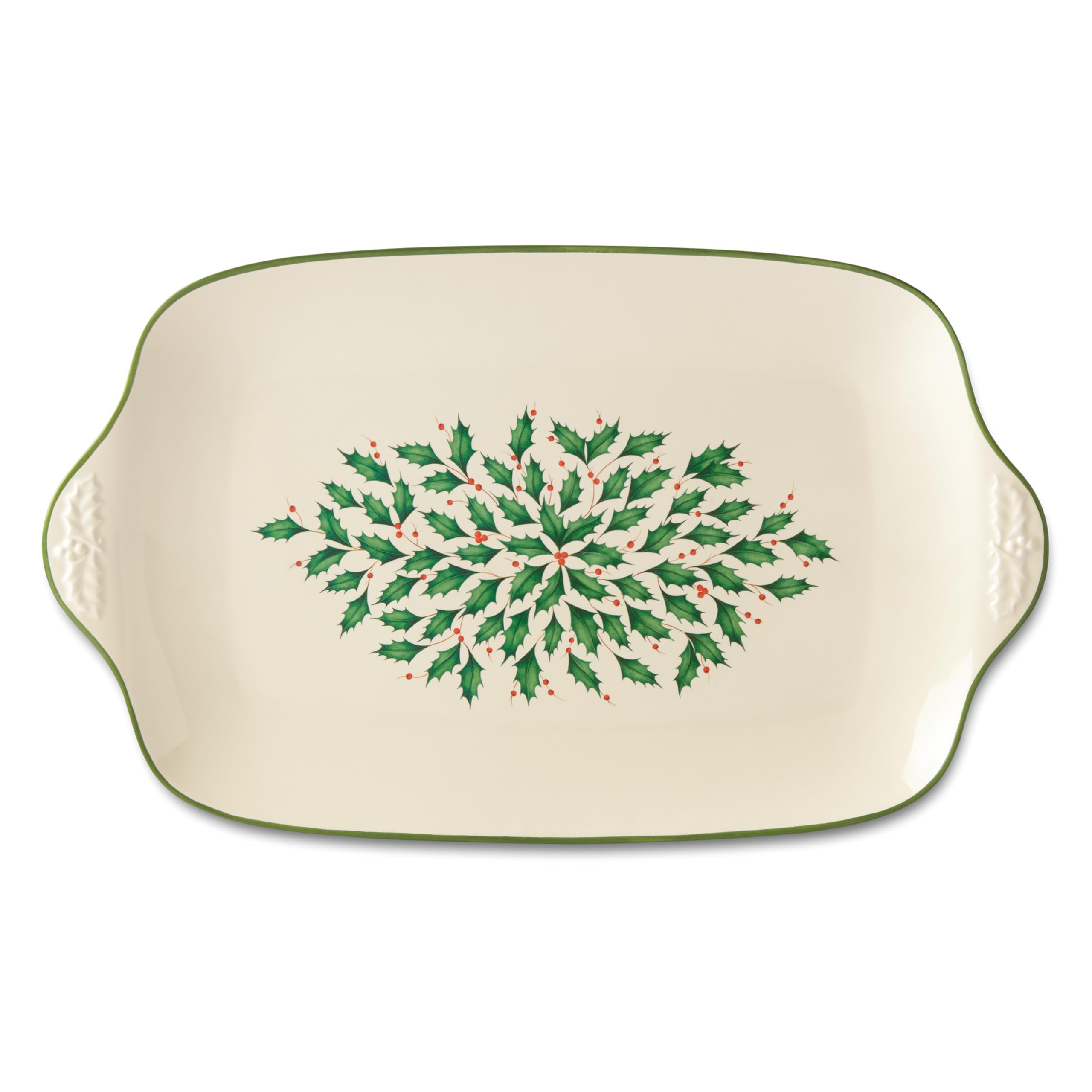 Lenox Holiday Large Serving Platter, 6.0 Lb, Red & Green