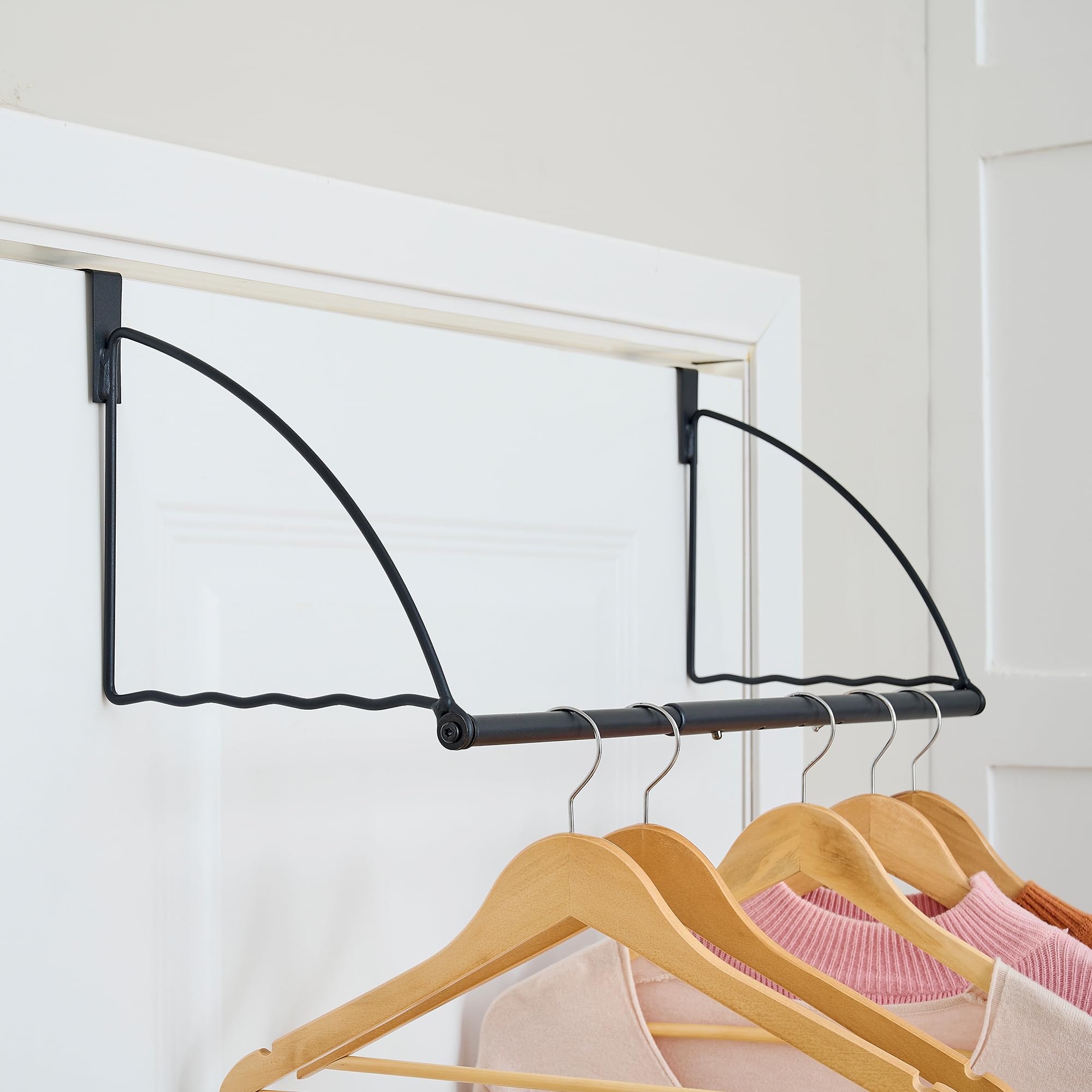 Tajsoon Over The Door Hanger Expandable & Adjustable, Over Door Clothes Hanger Rack For Towel & Coat, Bathroom Over Door Clothes