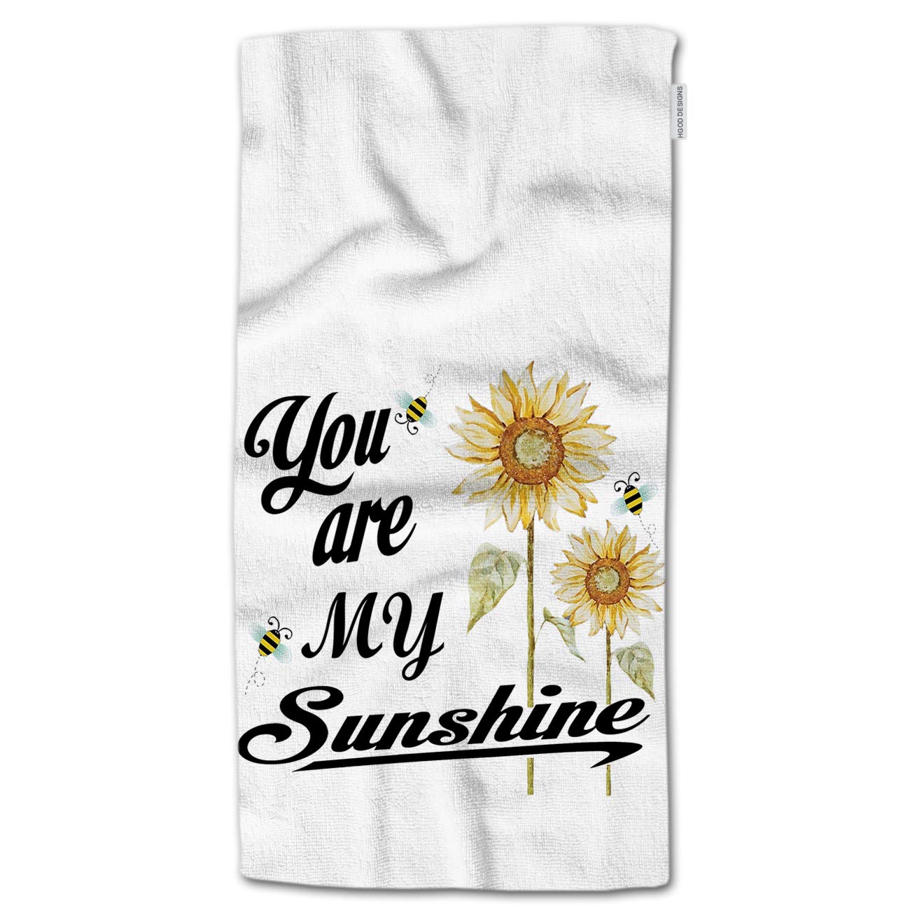 Hgod Designs Sunflower Quote Hand Towels,You Are My Sunshine With Bees And Yellow Sunflowers 100% Cotton Soft Bath Hand Towels F