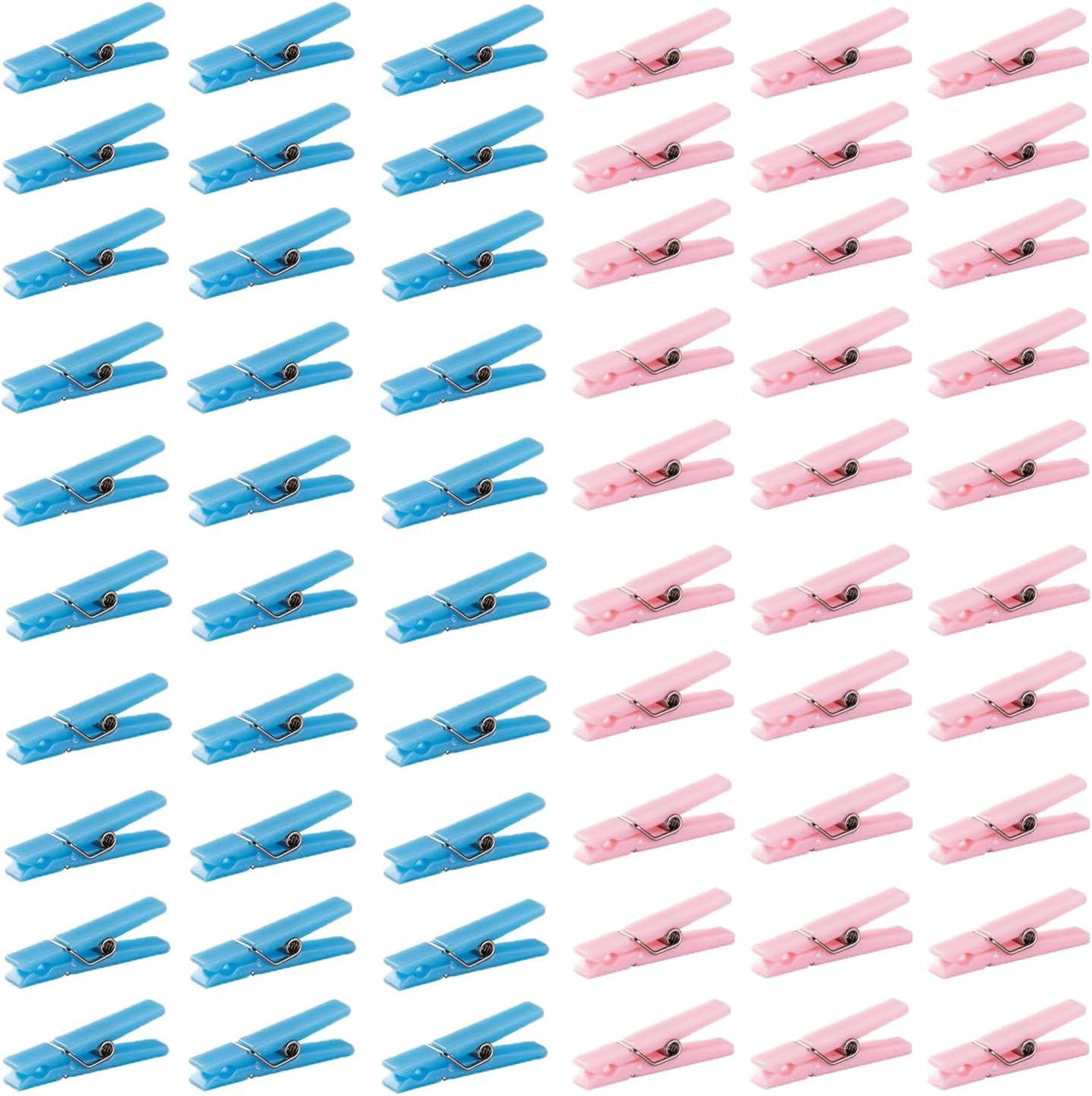 Mini Clothespins Clothes Pins 60Pcs 1.4 Inch For Party Decorations(Pink + Blue)