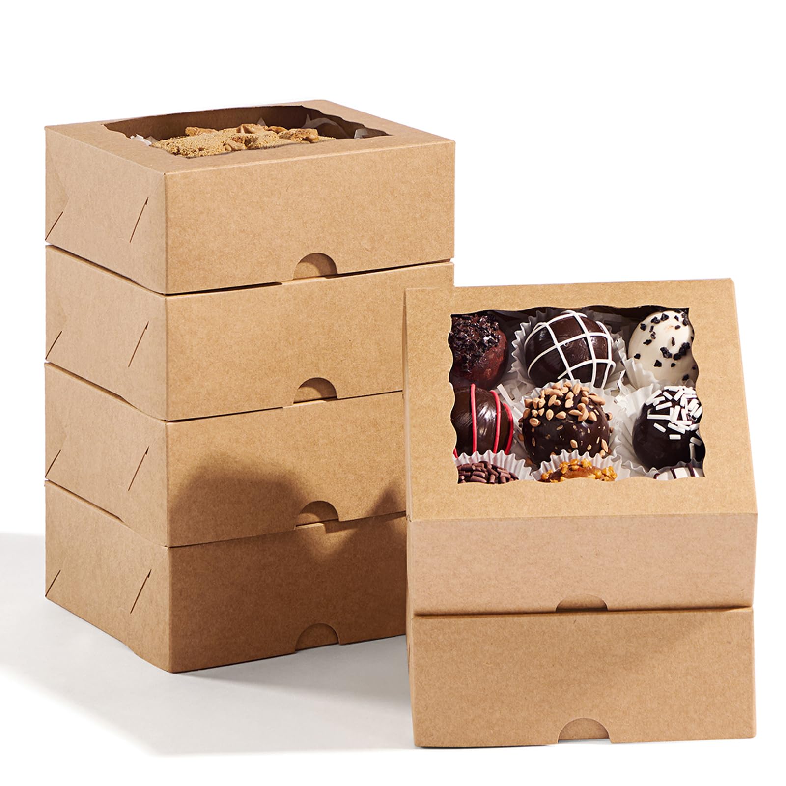 JCXGRVC 5x5x2 Inch Cookies with Window Bakery Boxes Soap Box Chocolate Truffle boxes Macaron Boxes Gift Cake Boxes Treat Boxes f
