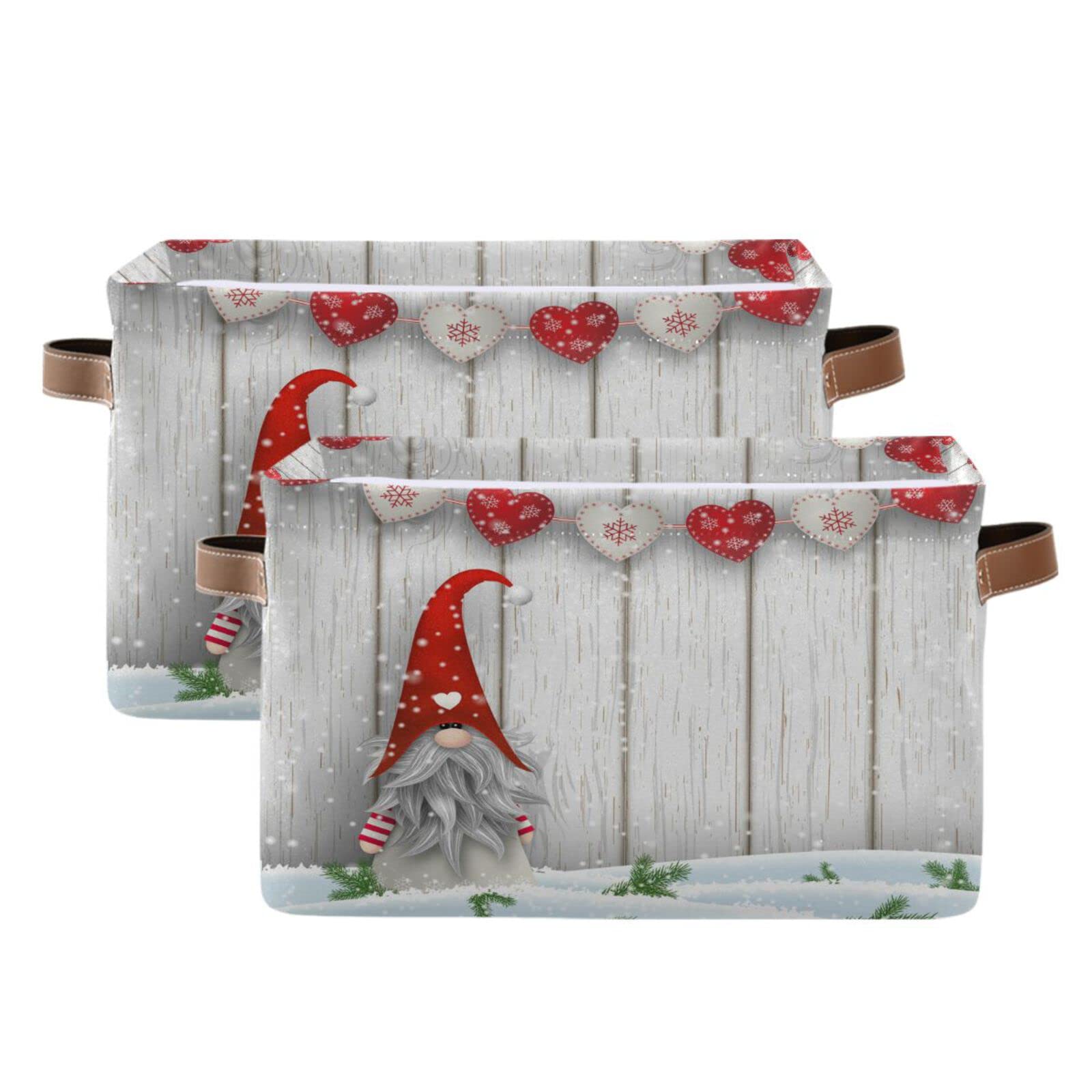 Senya Christmas Basket With Handles, Christmas Gnome Foldable Fabric Collapsible Storage Bins Organizer Bag For Storage Clothes