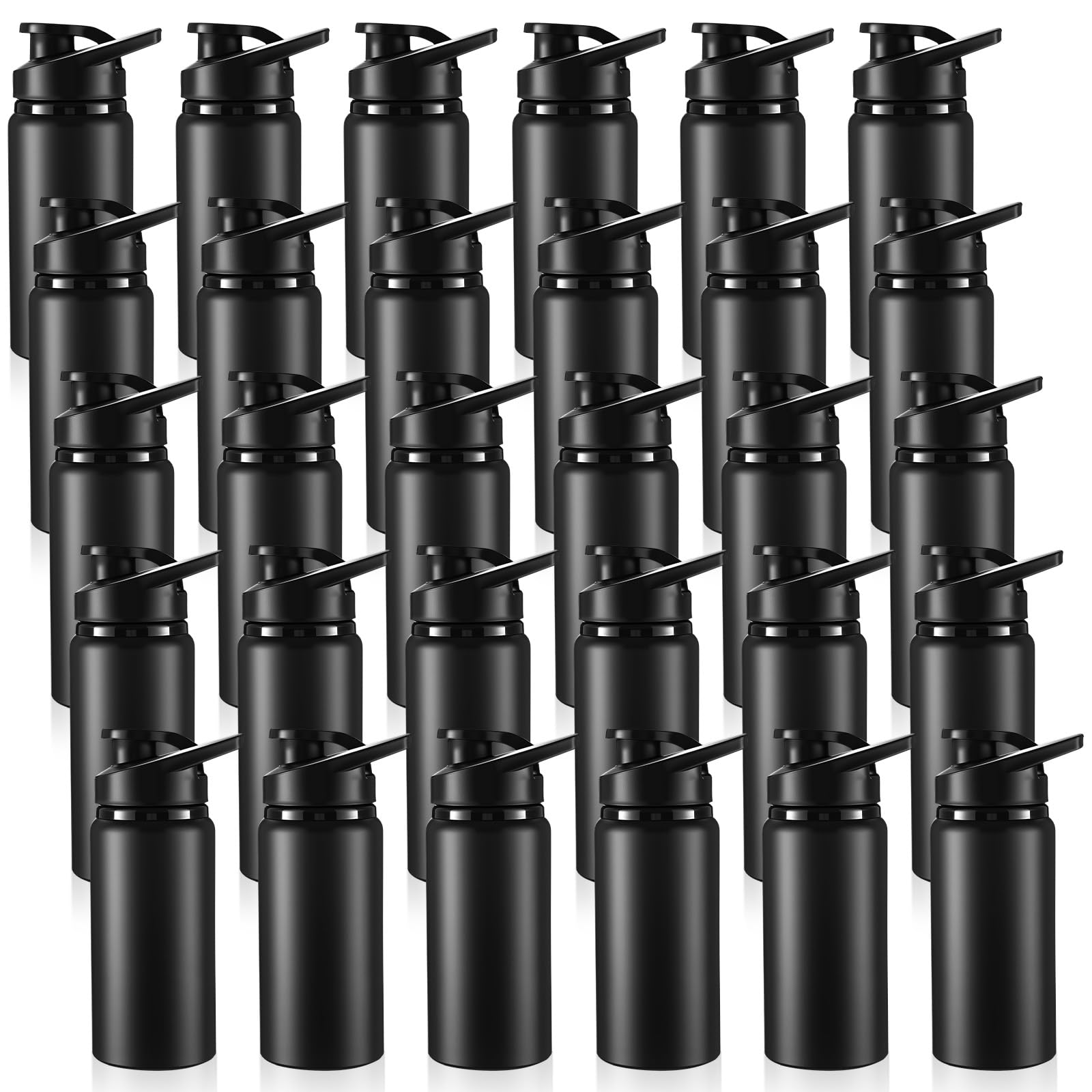 Domensi Aluminum Water Bottle Bulk, 20oz, Black 5, 30 Pack