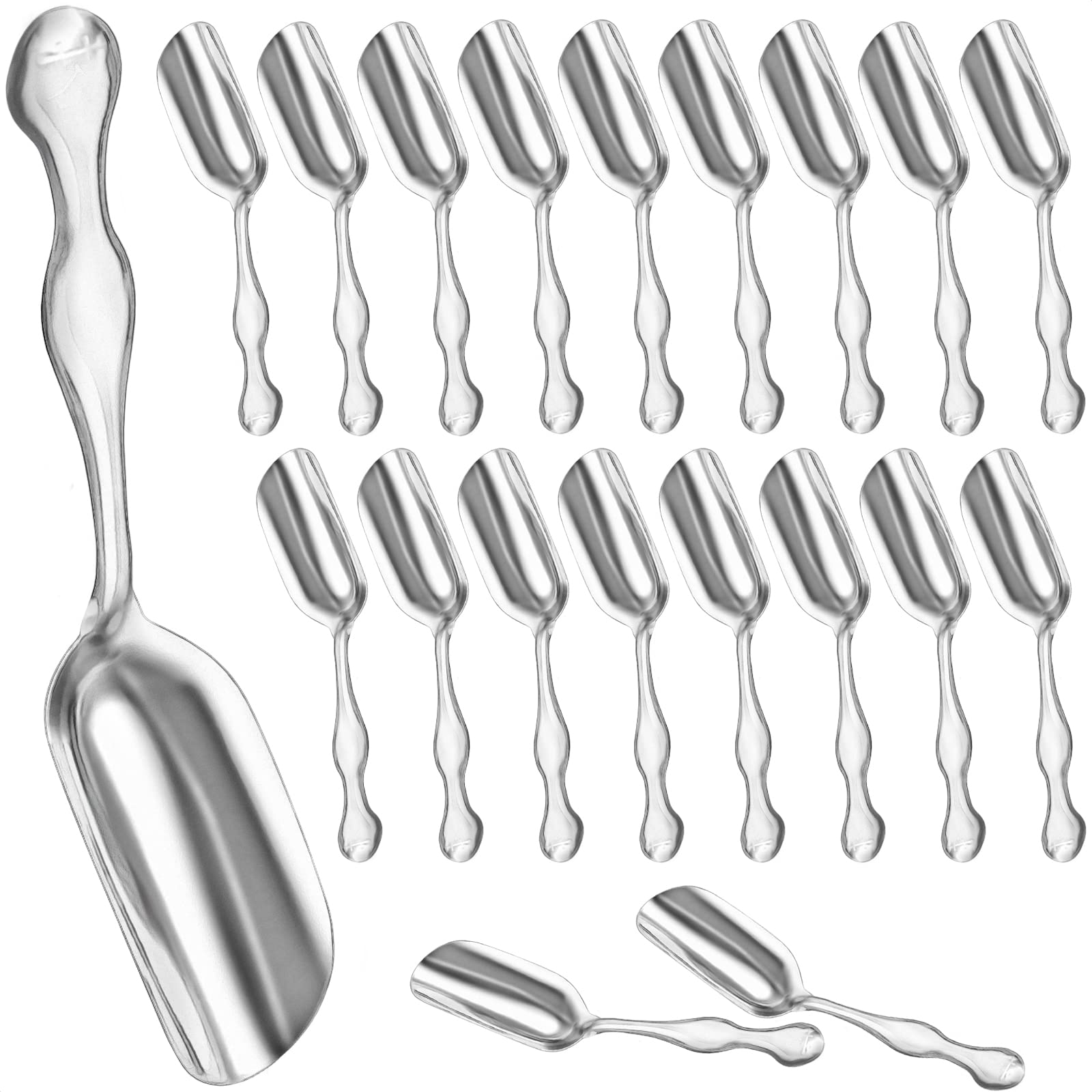 20Pcs Mini Scoops For Dry Goods - Stainless Steel Canister Kitchen Scoop For Tea, Coffee, Ice Scooper For Ice Maker - Stainless