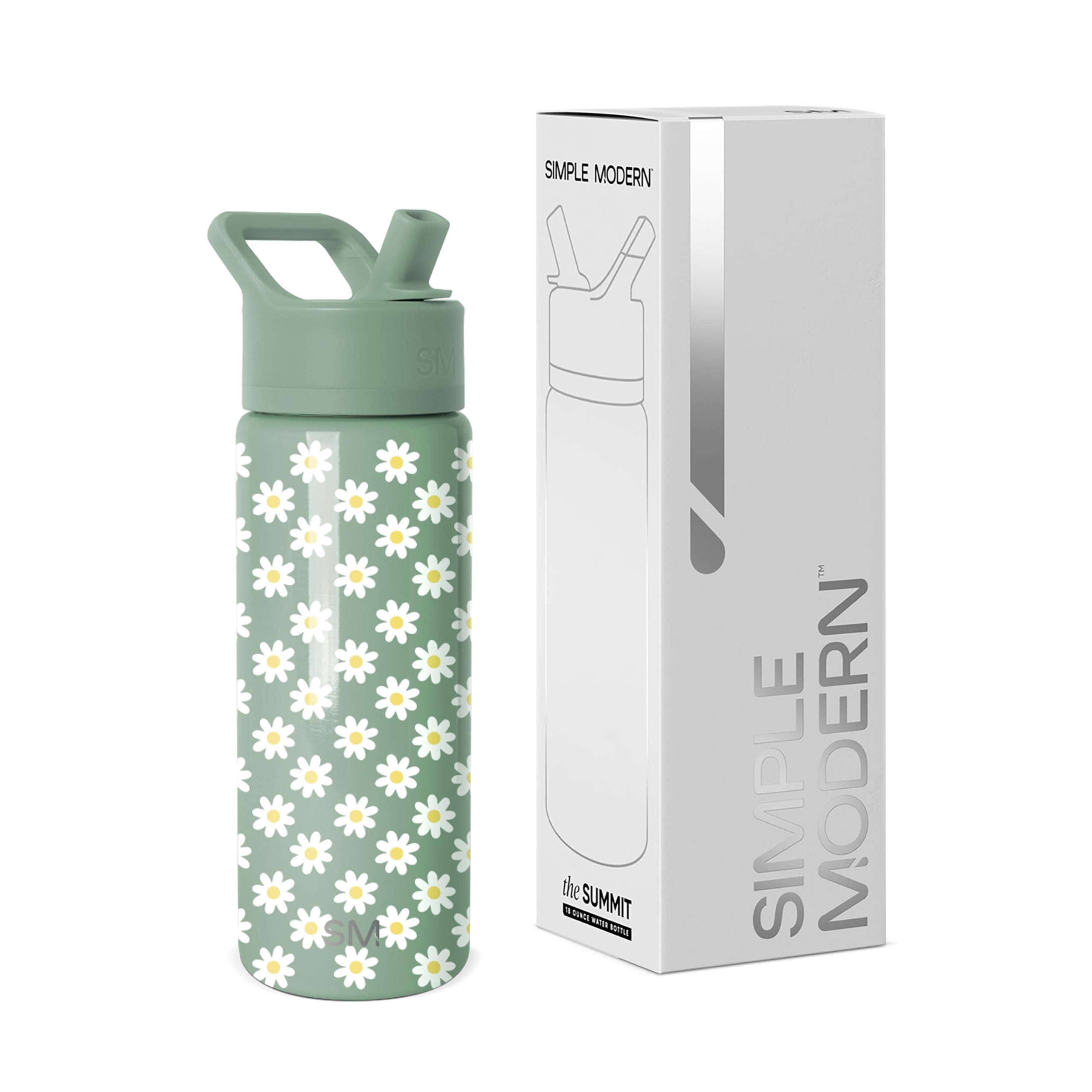 Simple Modern Kids Summit Water Bottle with Straw Lid | 18oz Stainless Steel Cup Insulated Tumbler for Toddlers, School | Sage F