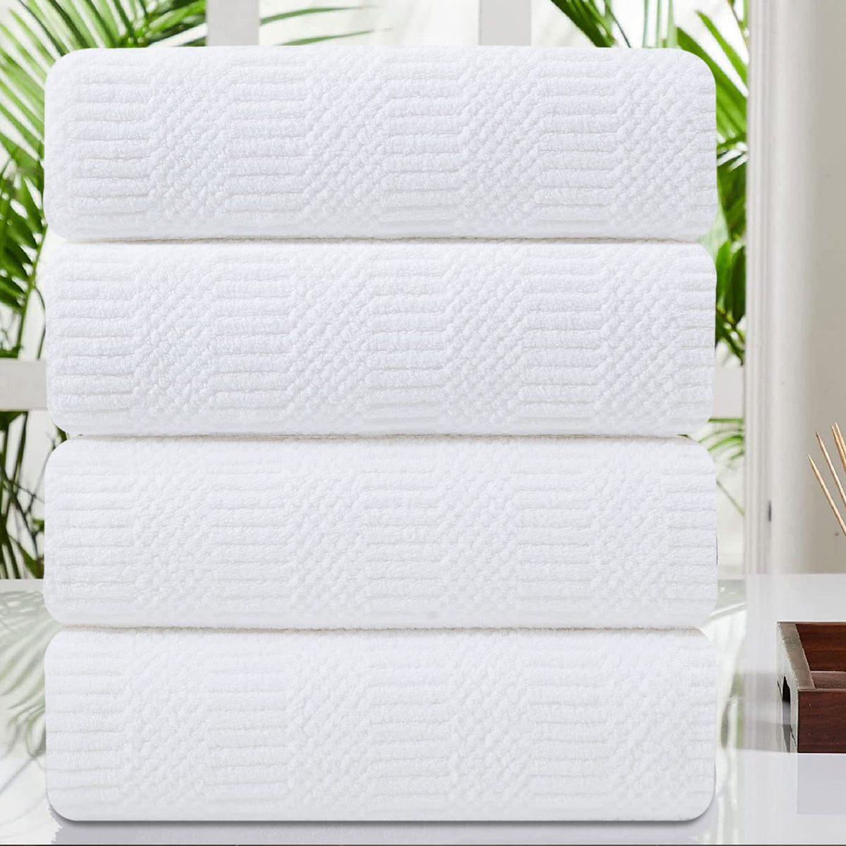 4 Piece Large Bath Towel Set 35''X70'' White Extra Large Bath Sheets Oversized Jumbo Towels 600Gsm Soft Highly Absorbent Quick D
