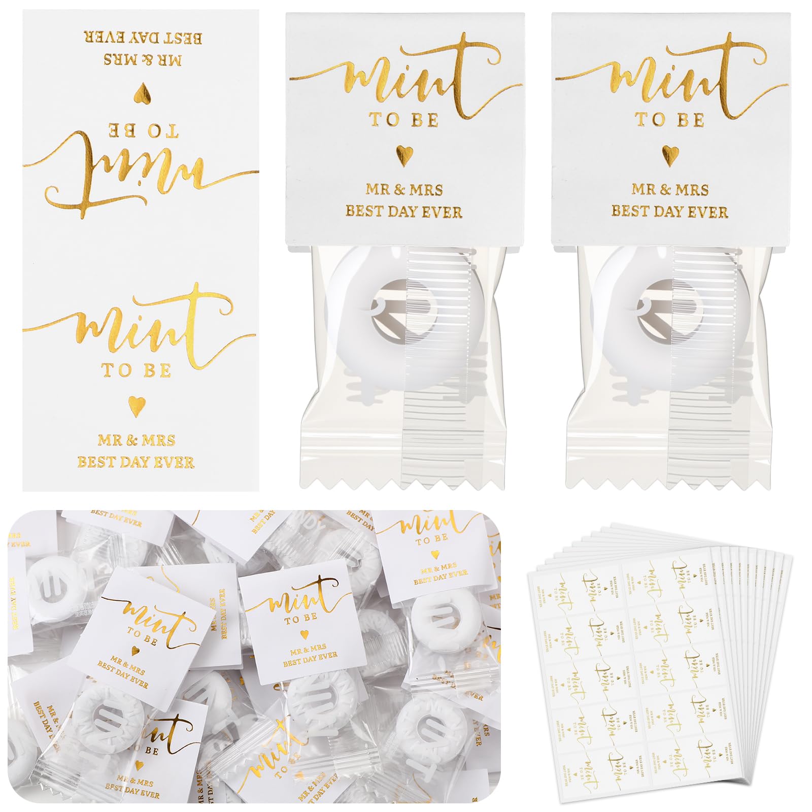 Marspark 200 Pcs Wedding Mint to Be Decoration Stickers Bulk Wedding Favor Labels Bridal Shower Guests Favors Mint Labels for Pa