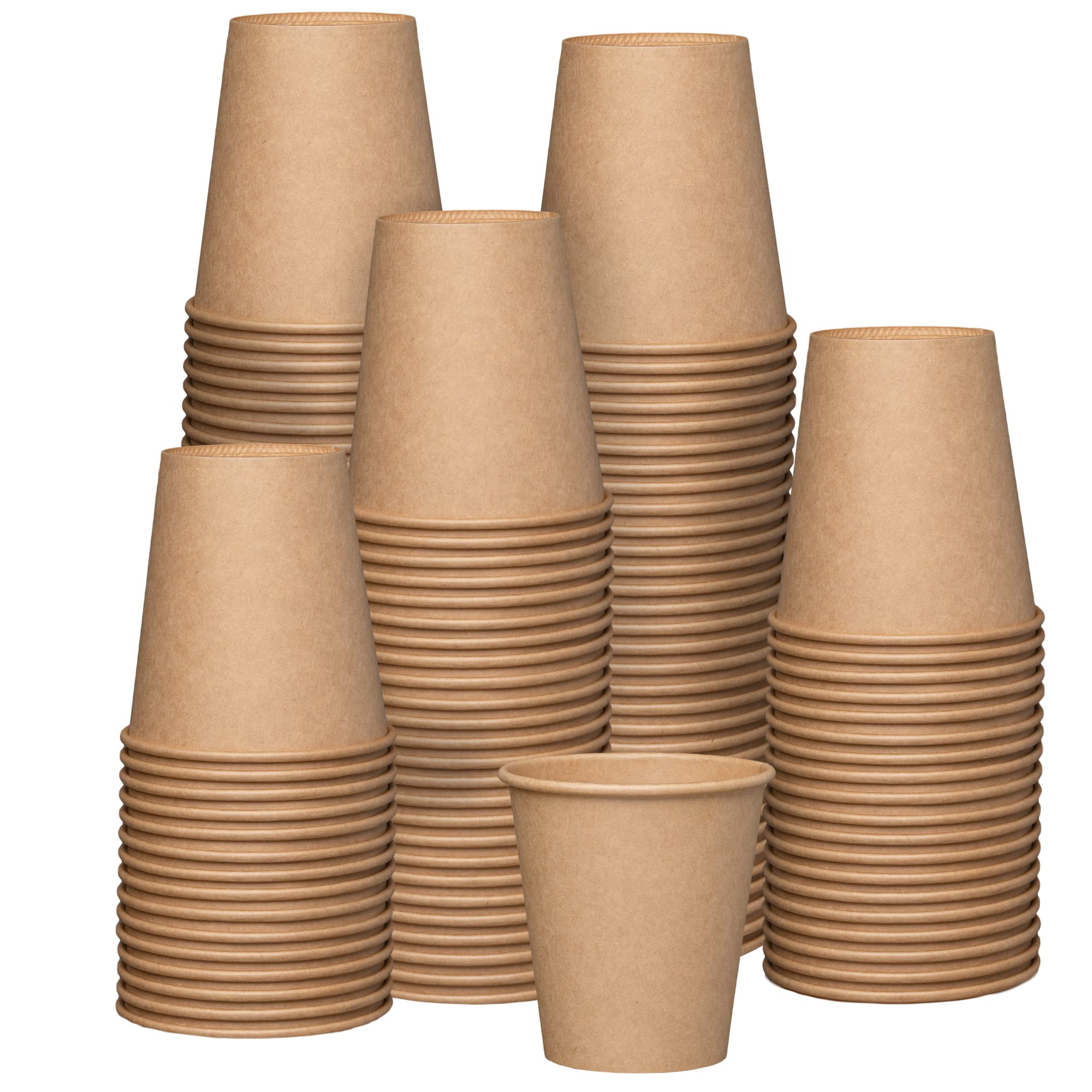 Comfy Package Gusto [10 Oz. - 100 Count] Kraft Disposable Paper Cups, Hot Coffee Cups Brown Unbleached - Eco-Friendly Cups