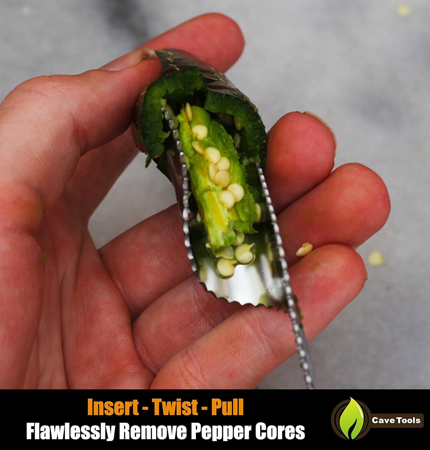 Cave Tools Jalapeno Pepper Corer And Deseeder To Peel Or Slice Off Bell, Banana, Or Chili Pepper Tops/Stems For Roasting Poppers