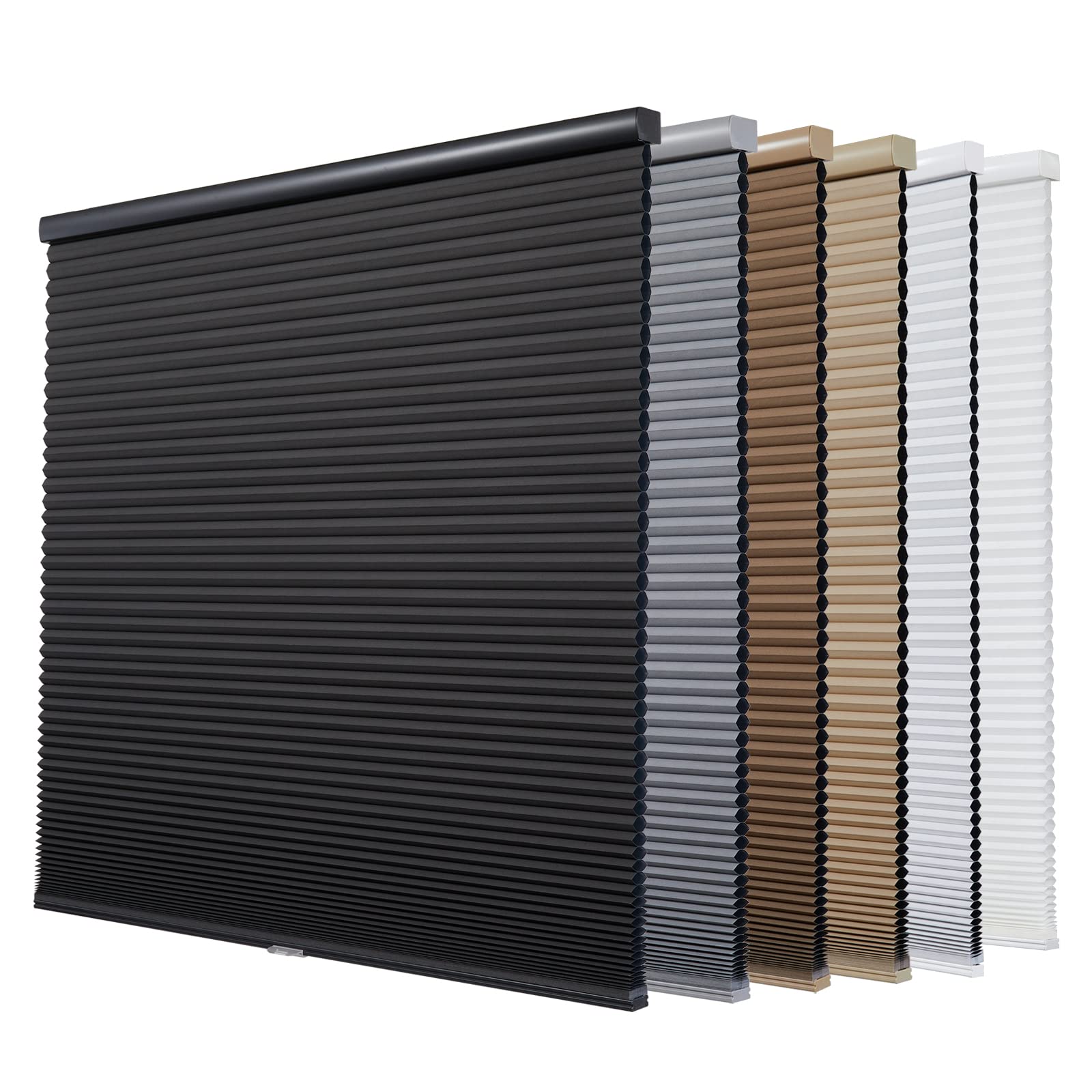 Persilux Custom Blackout Cellular Shades Cordless Window Blinds Honeycomb Blinds for Windows (Black, 35W x 48H) Window Shades fo