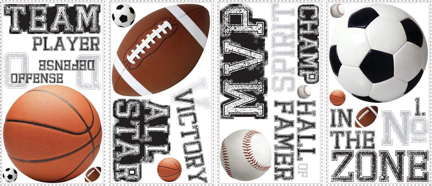 Roommates Rmk1705Scs All Star Sports Saying Peel And Stick Wall Decals 10 Inch X 18 Inch