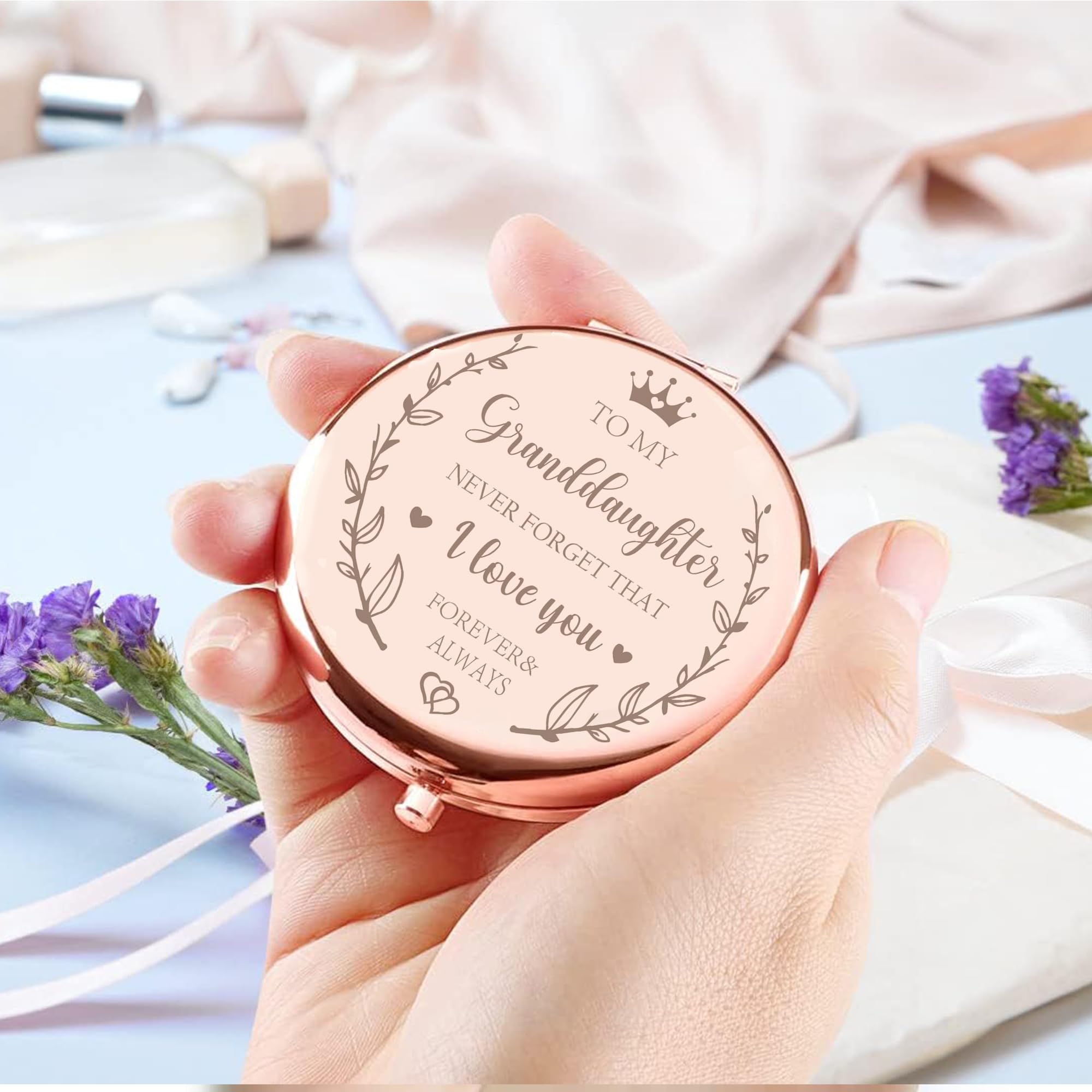 Kgkaimizl Granddaughter Gifts From Grandma And Grandpa, Compact Makeup Mirror For Granddaughter, Gifts For Granddaughter, Grandd