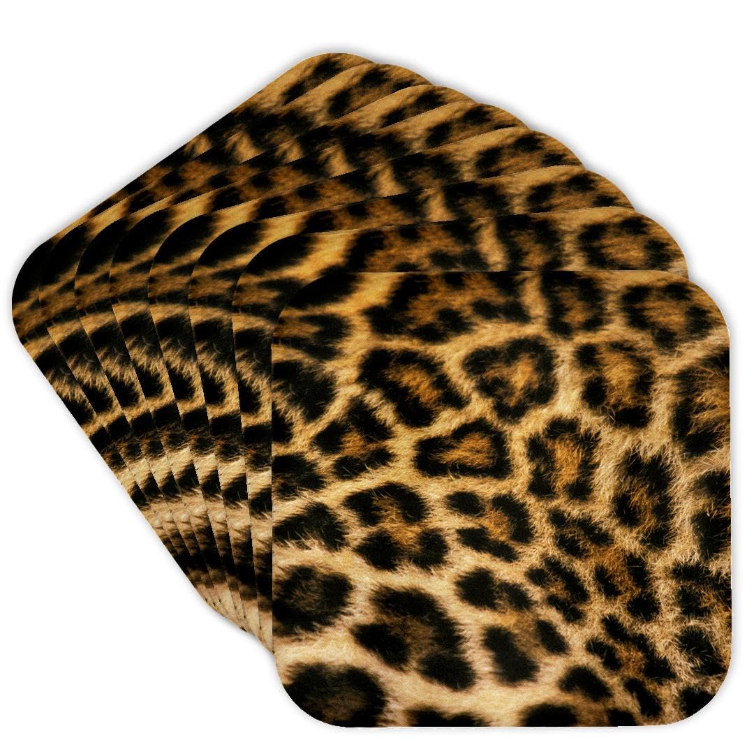 3dRose CST_84695_2 Fur Detail of Asian Leopard-Na02 Sws0050-Stuart Westmorland-Soft Coasters, Set of 8