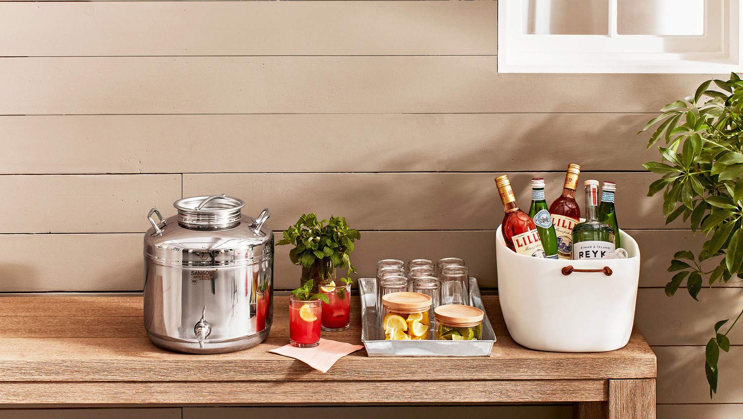 Sansone Stainless Steel Water Dispenser with Spigot  2.64 Gallon  10 Liter  Silver