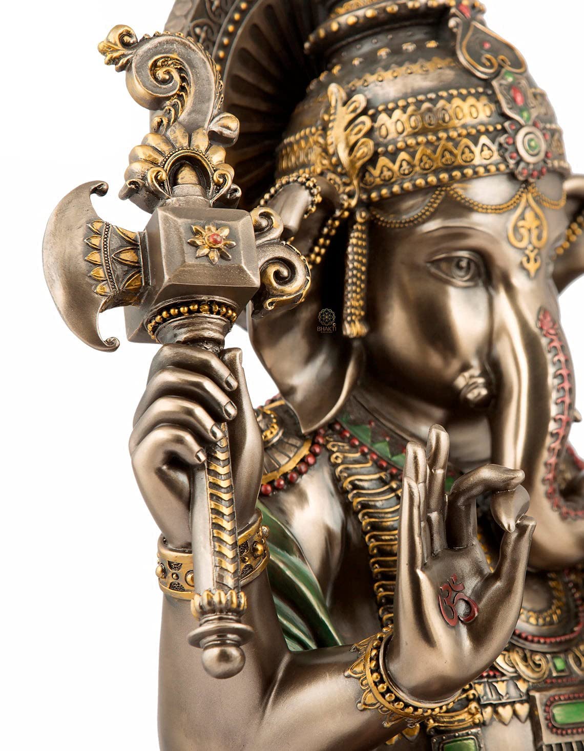 Sri Krishna Culture-Large Sitting Ganesh On Lotus-Height-19 Inches-Antique Finish-Home Decoratives