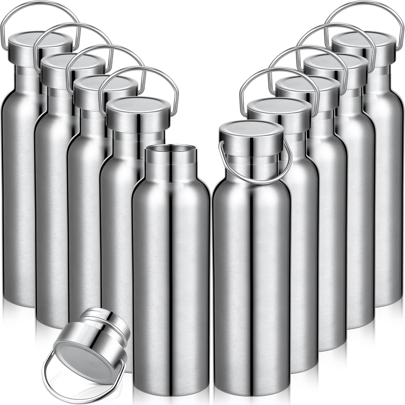 Mimorou 10 20oz Insulated Water Stainless Steel Bottles, Silver