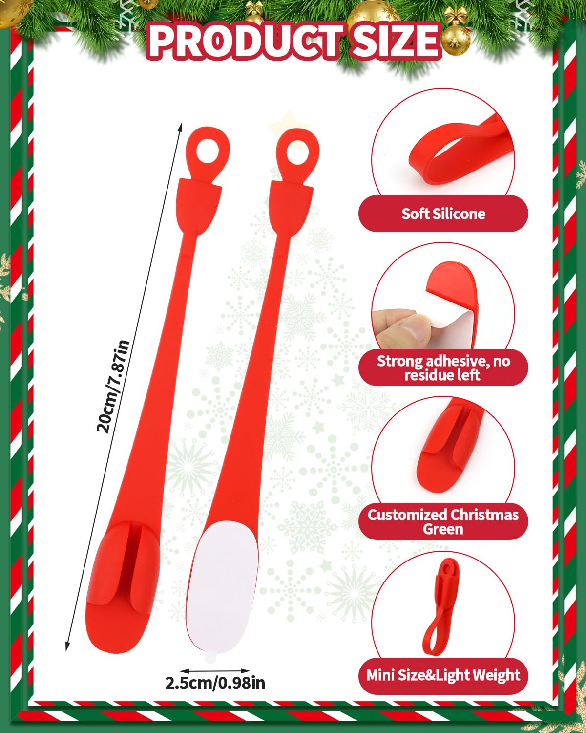 6 PCS Christmas Garland Hangers for Mantle, Fireplace Stocking and Garland Hanger, Stretchable and Reusable Silicone Adhesive Ta