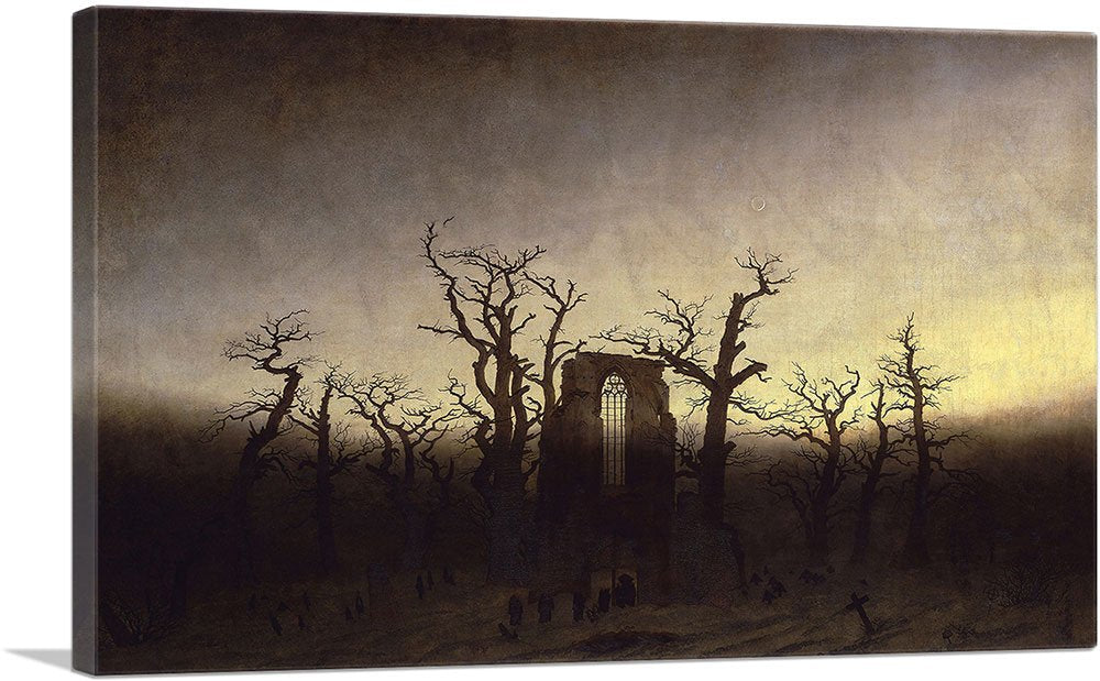 Artcanvas The Abbey In The Oakwood 1808 Canvas Art Print Stretched Framed Painting Picture Poster Giclee Wall Decor By Caspar Da