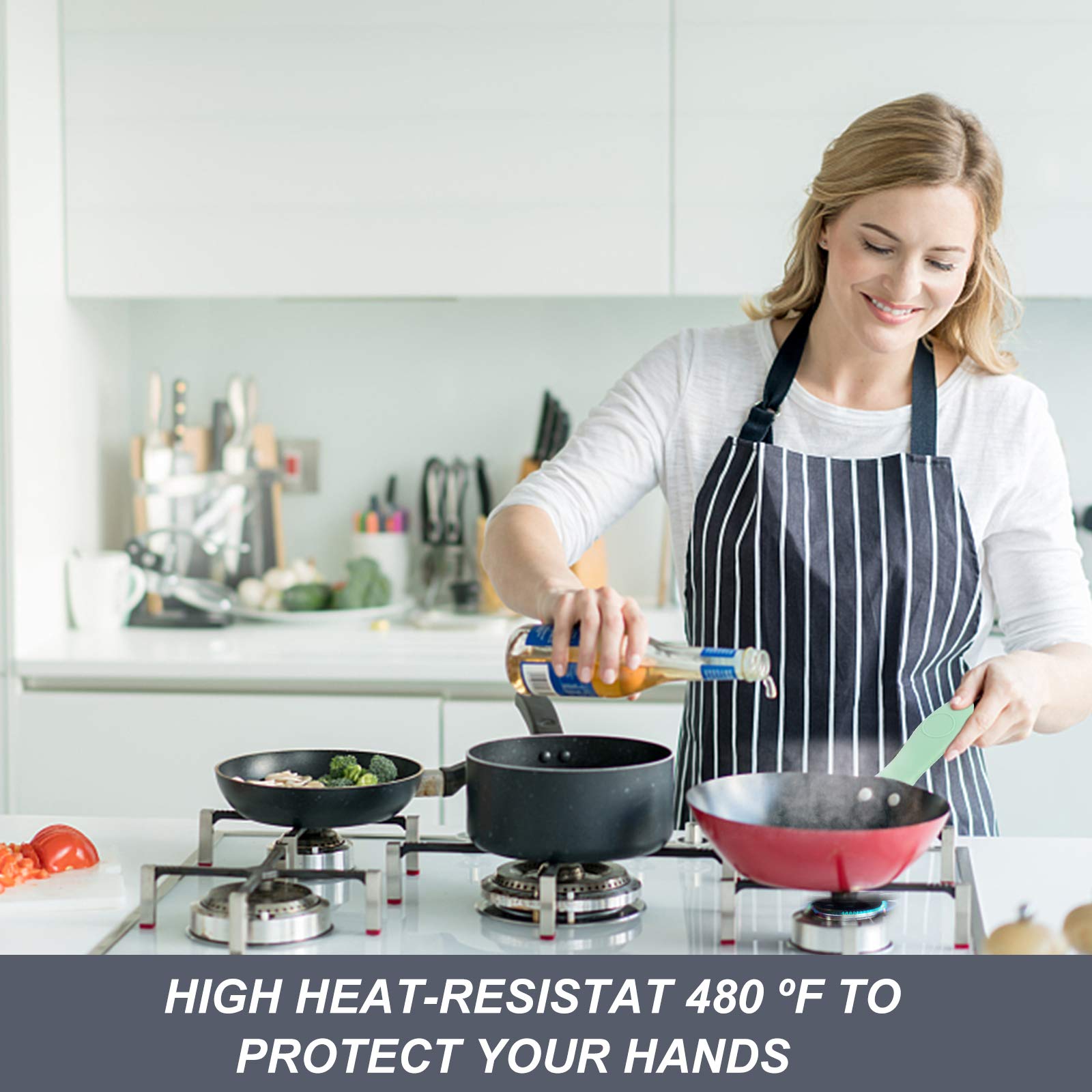 Silicone Hot Handle Holder, Potholder For Cast Iron Skillets, Rubber Pot Handle Sleeve Heat Resistant For Frying Pans & Griddles