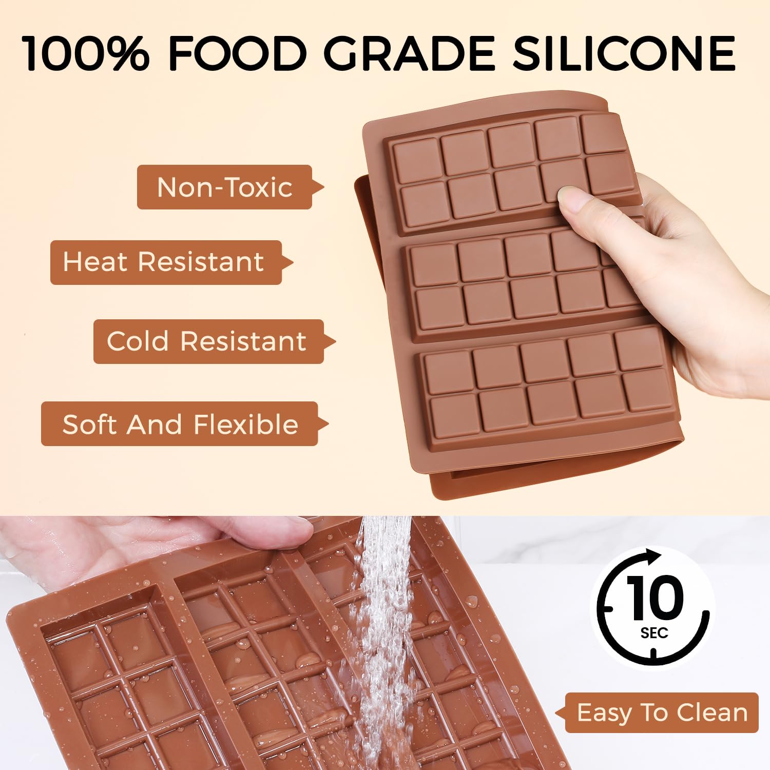 Fimary Chocolate Bar Mold - Non-Stick Chocolate Molds, Food Grade Silicone Deep Chocolate Bar Mold For Dubai Chocolate Bar Pista